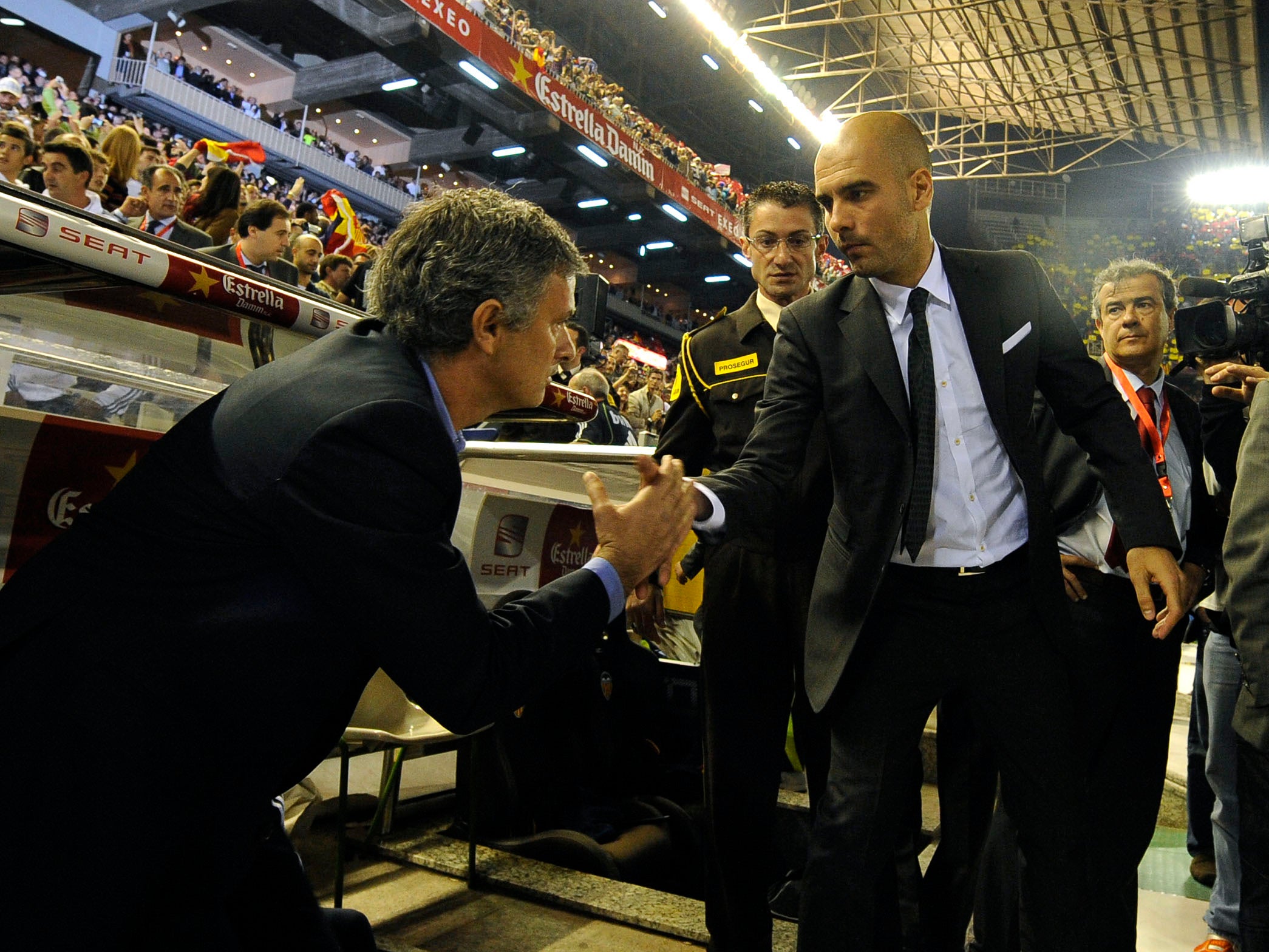 &#13;
Mourinho and Guardiola during their spells in Spain &#13;