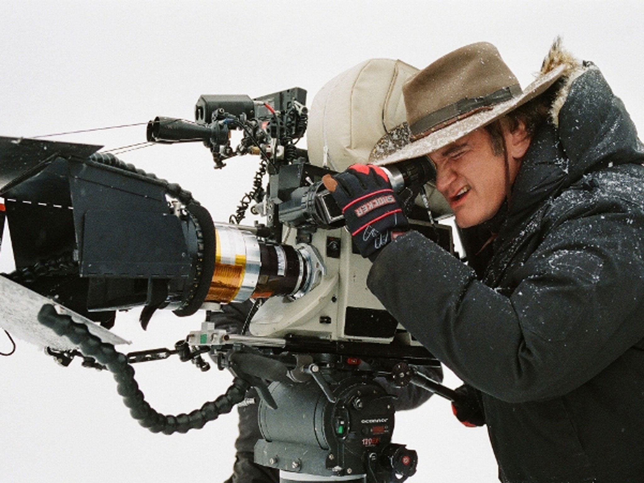 Quentin Tarantino filming The Hateful Eight, which appeared in 70mm and with an intermission