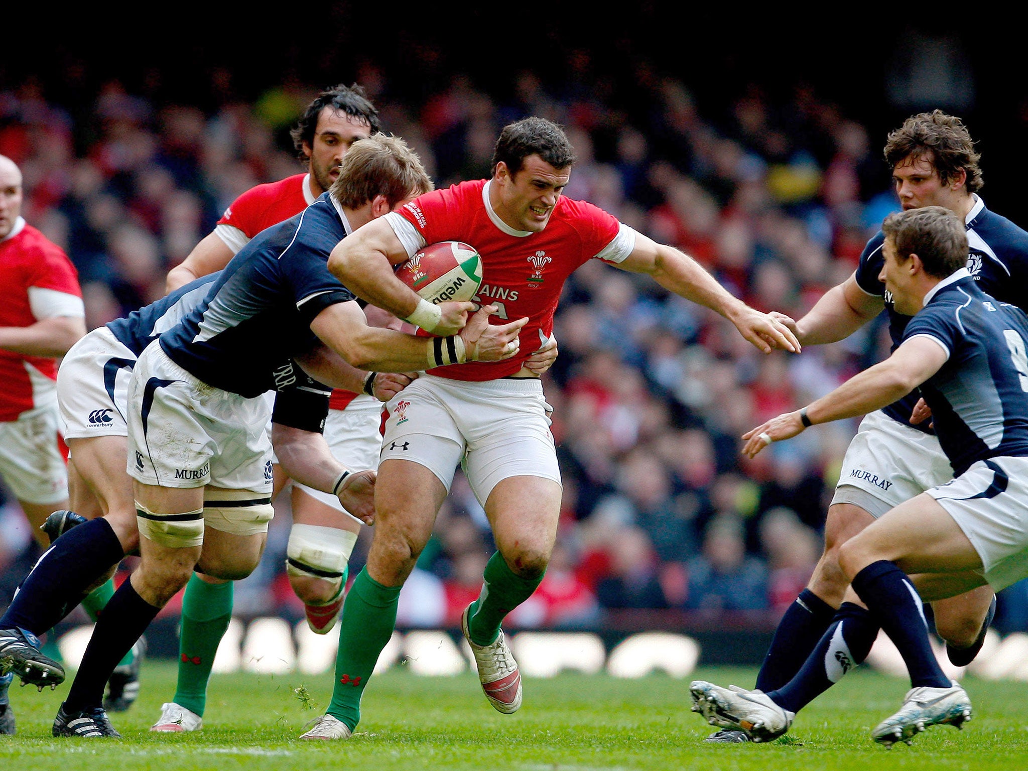 Jamie Roberts in action against Scotland in 2010