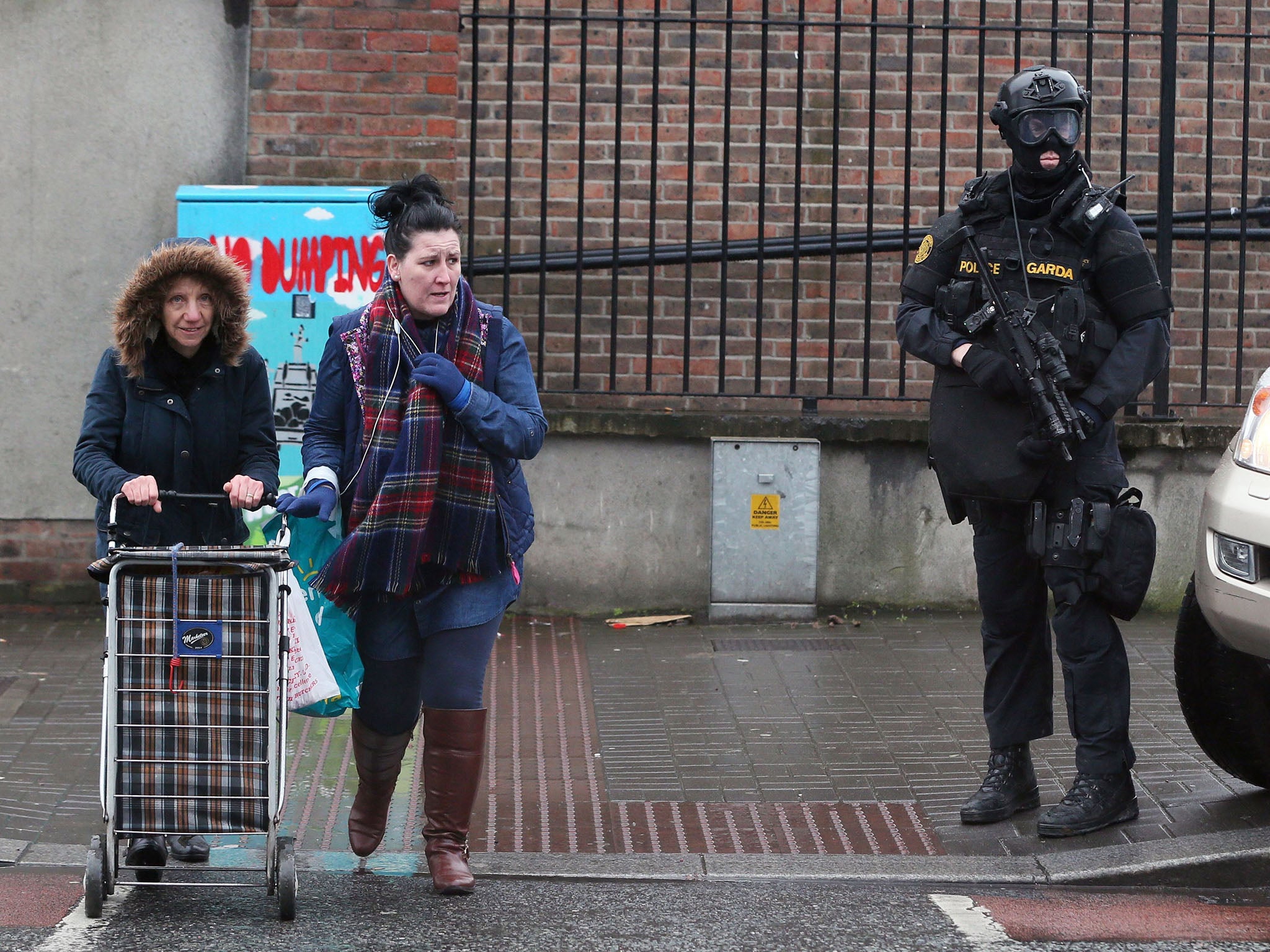 Armed Gardai from the forces Emergency Response Unit on patrol in North Inner City Dublin