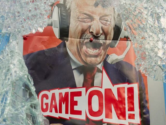 An advert for a bookmaker viewed through smashed glass. Depending on the profile of their area, councils will be able to put conditions on licences for betting outlets