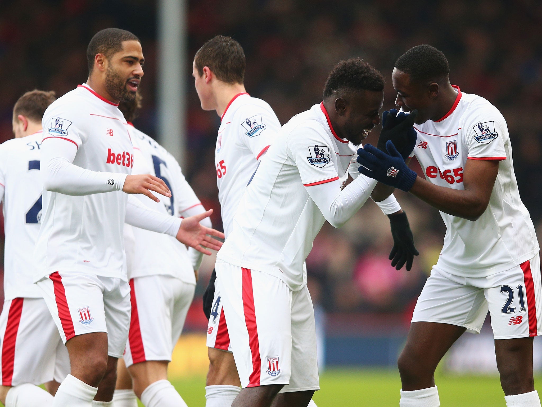 Giannelli Imbula celebrates scoring his first goal for Stoke