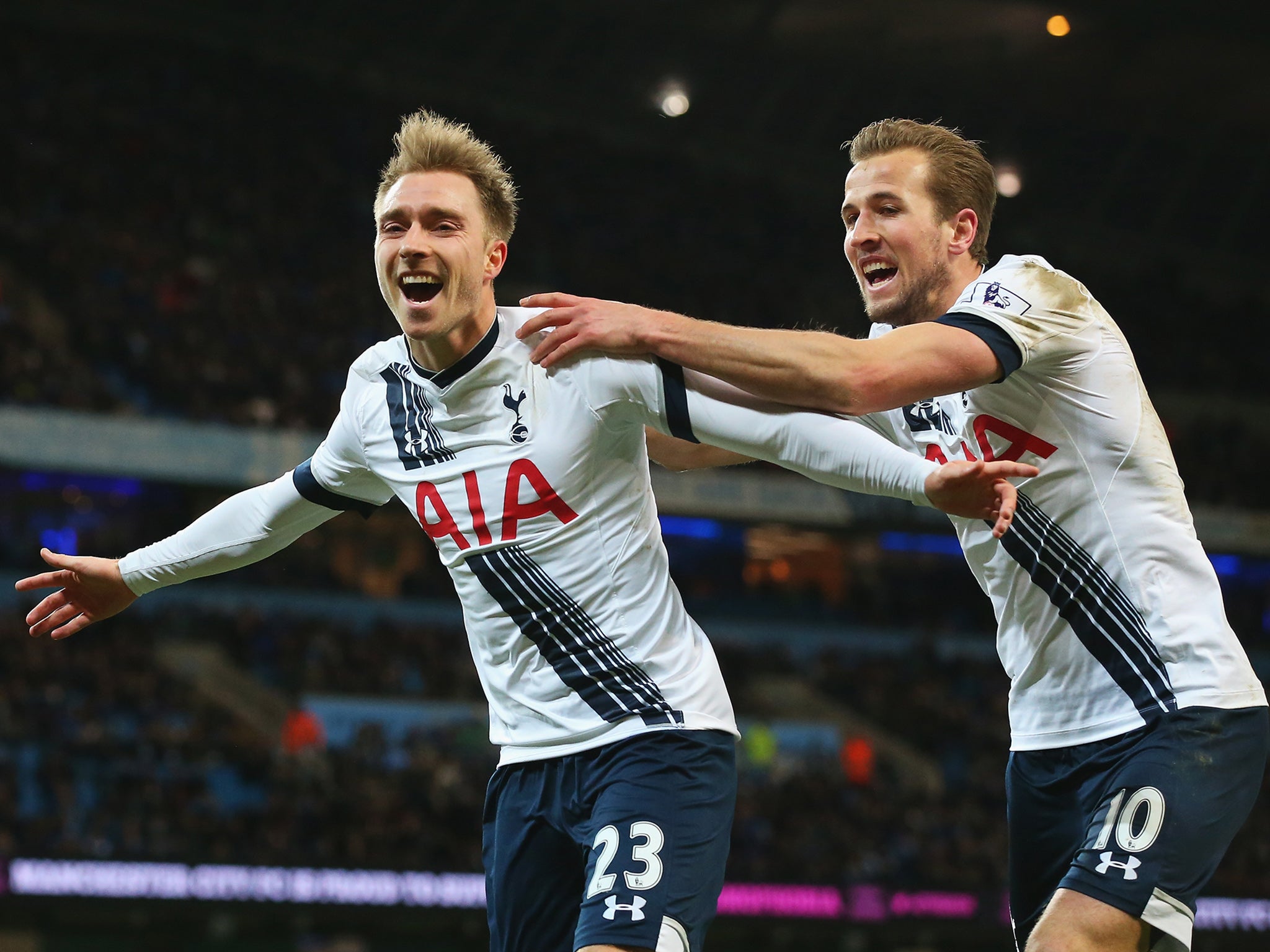 Christian Eriksen celebrates putting Tottenham ahead late on