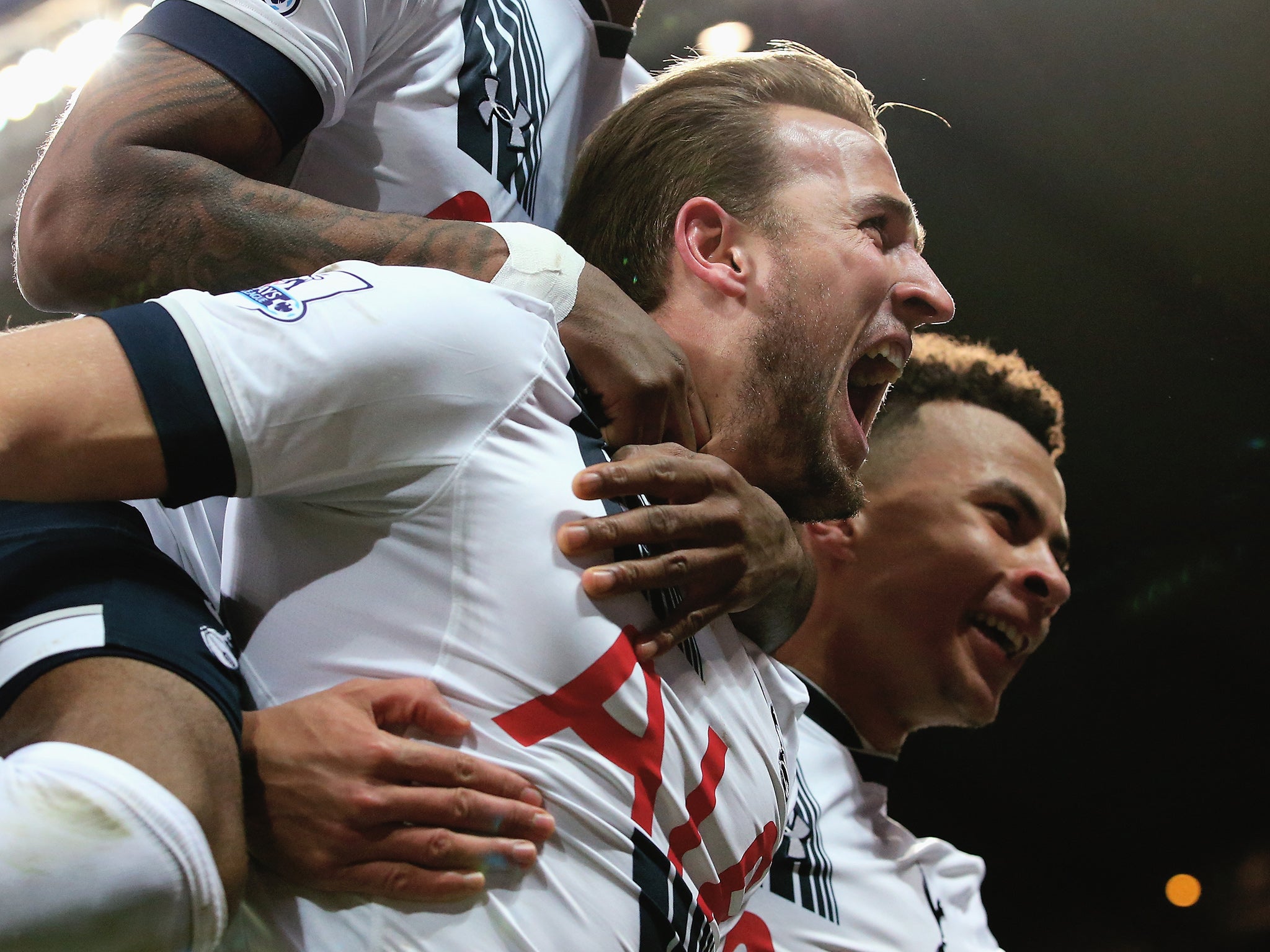 Harry Kane celebrates scoring from the penalty spot