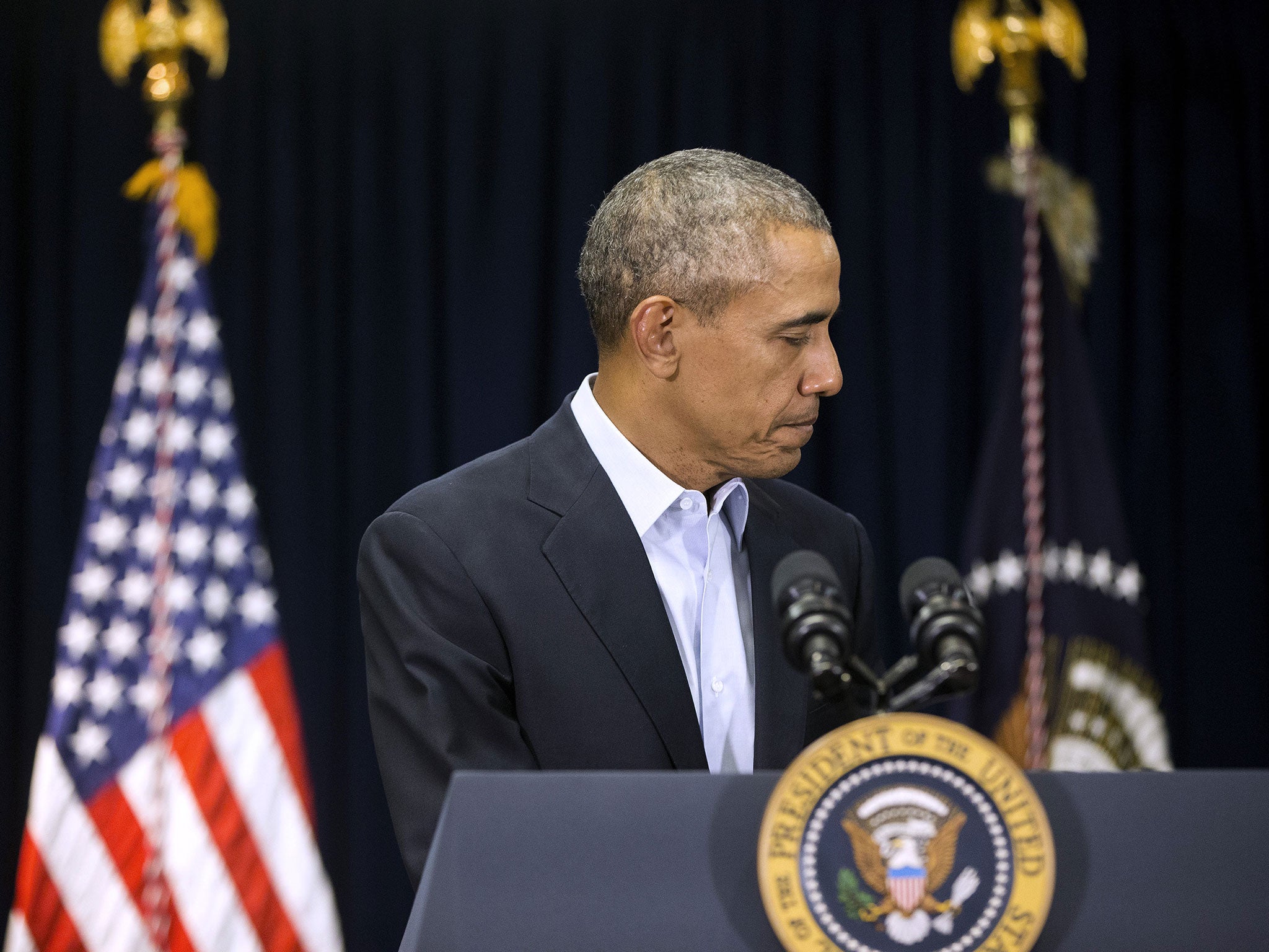 President Barack Obama speaking about Mr Scalia in California