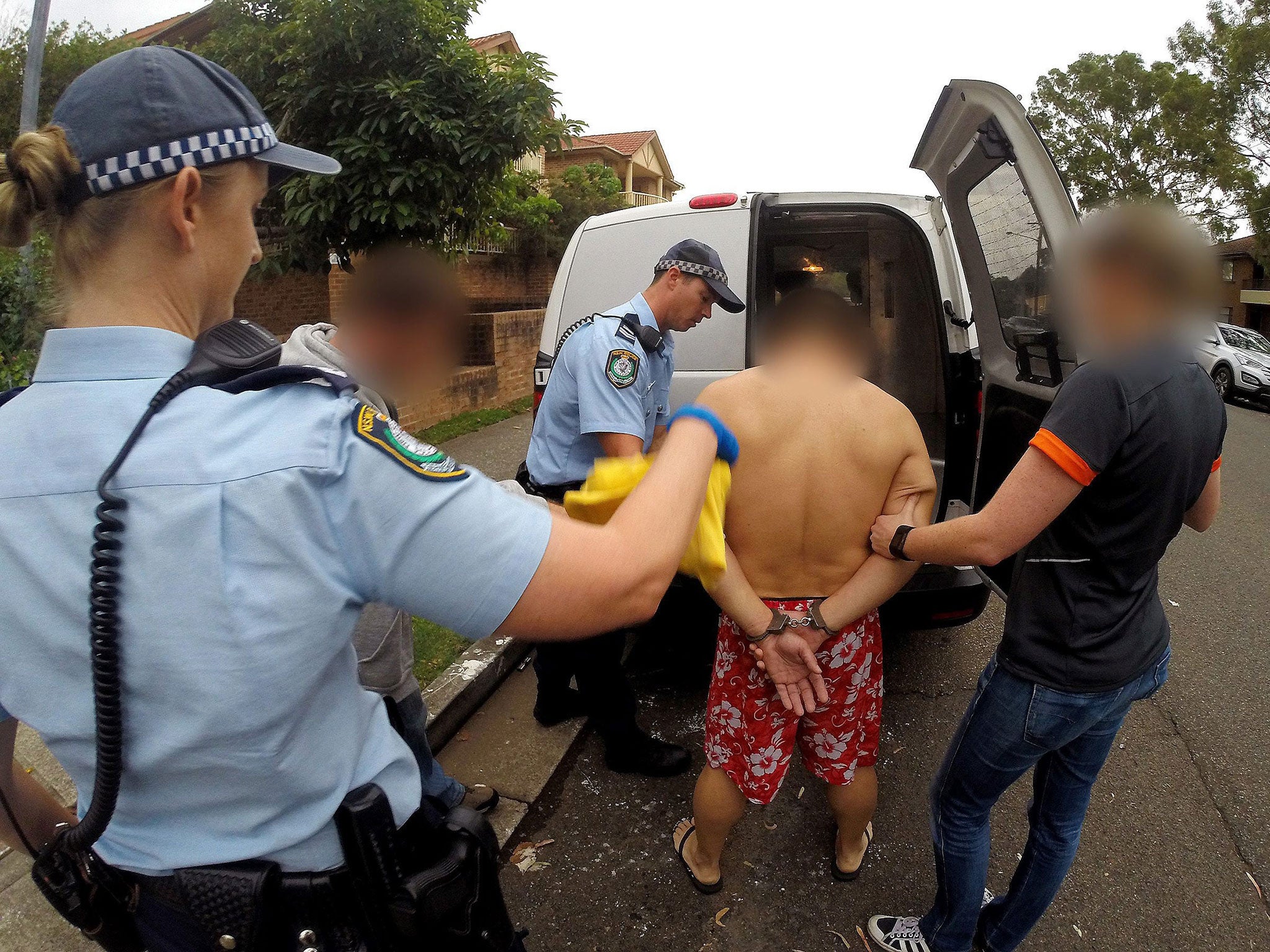 One of four people being arrested in a Joint Organized Crime Group operation in Sydney