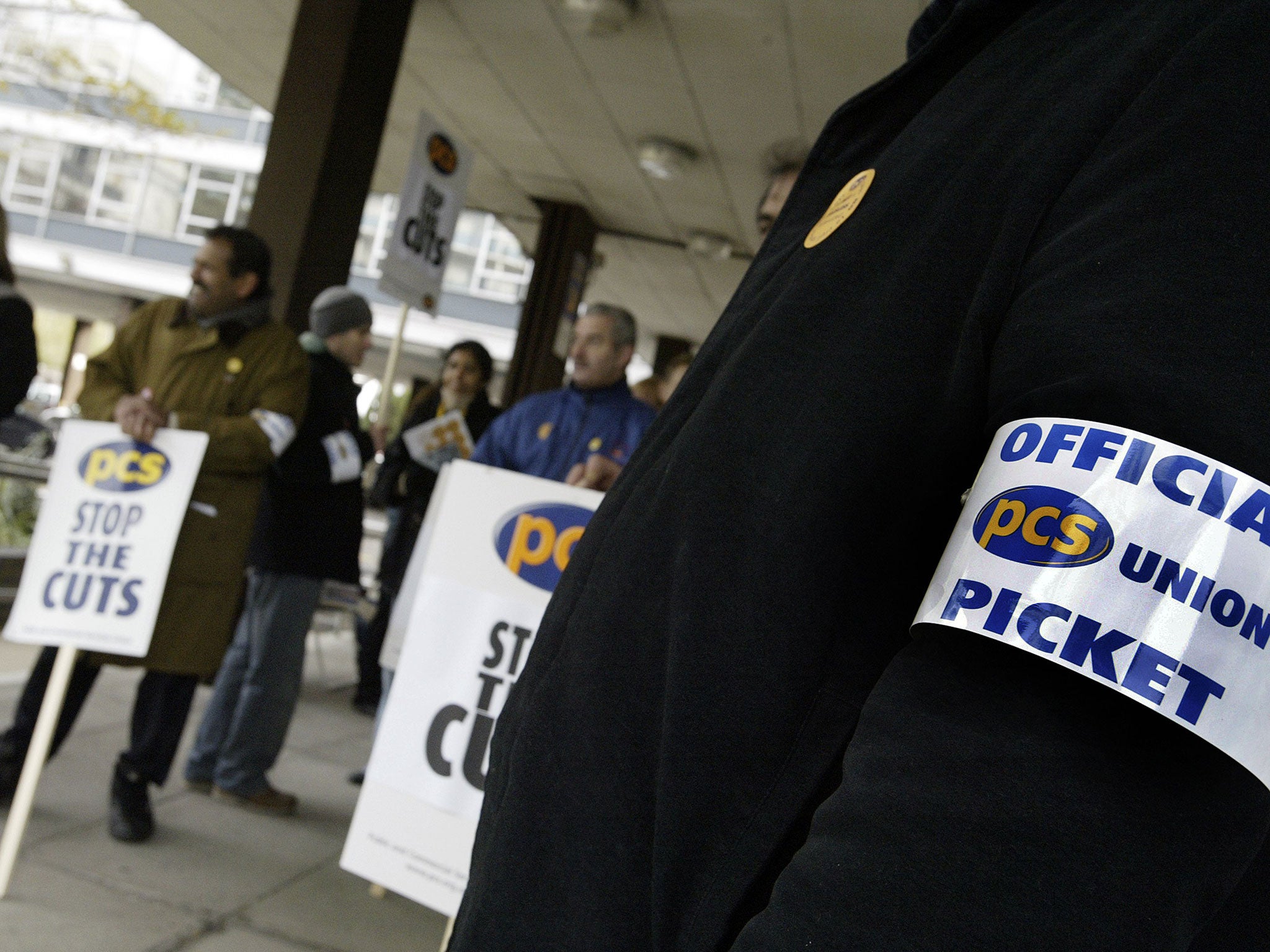 Civil Servants on strike over job cuts in 2010. Whitehall has set a target to recruit 30,000 apprentices by 2020