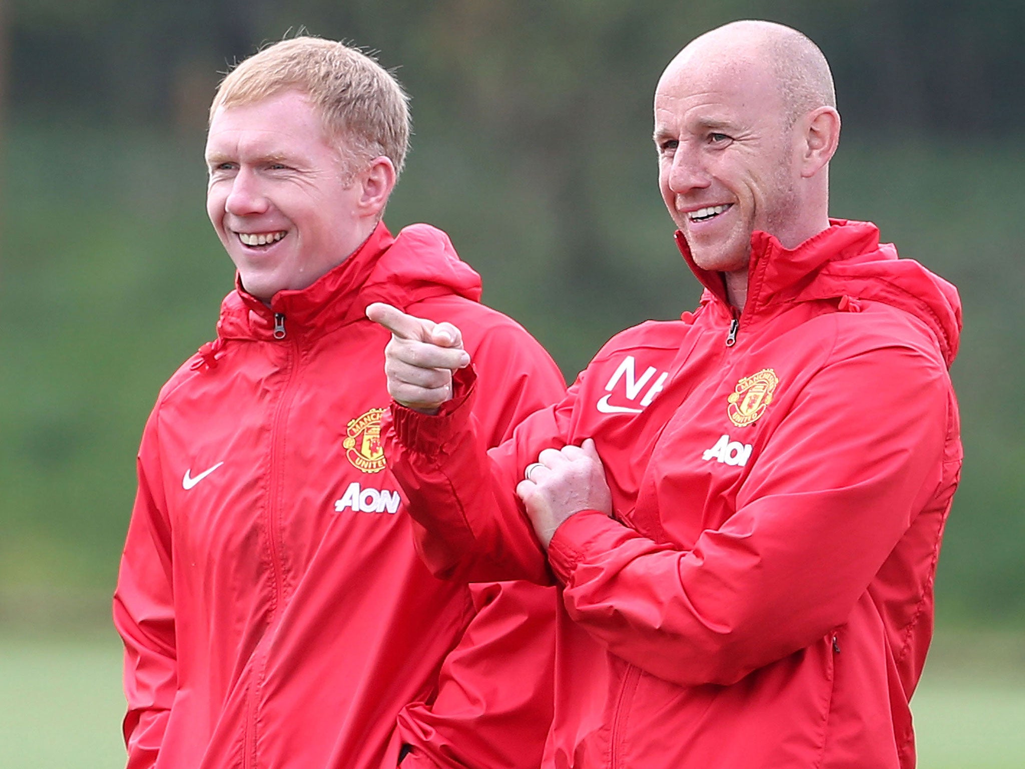 Nicky Butt (right) alongside former Manchester United team-mate Paul Scholes