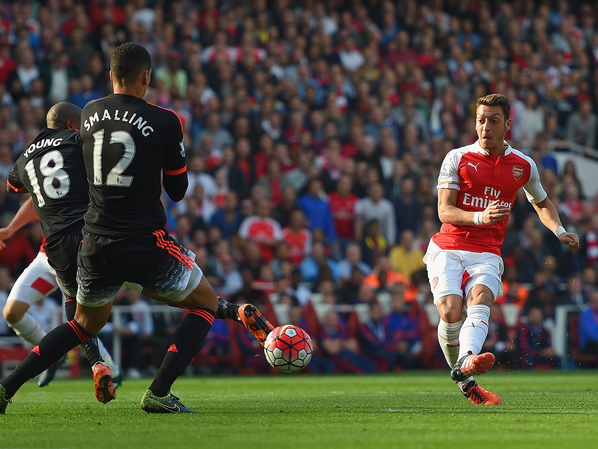 Ozil in action against Manchester United