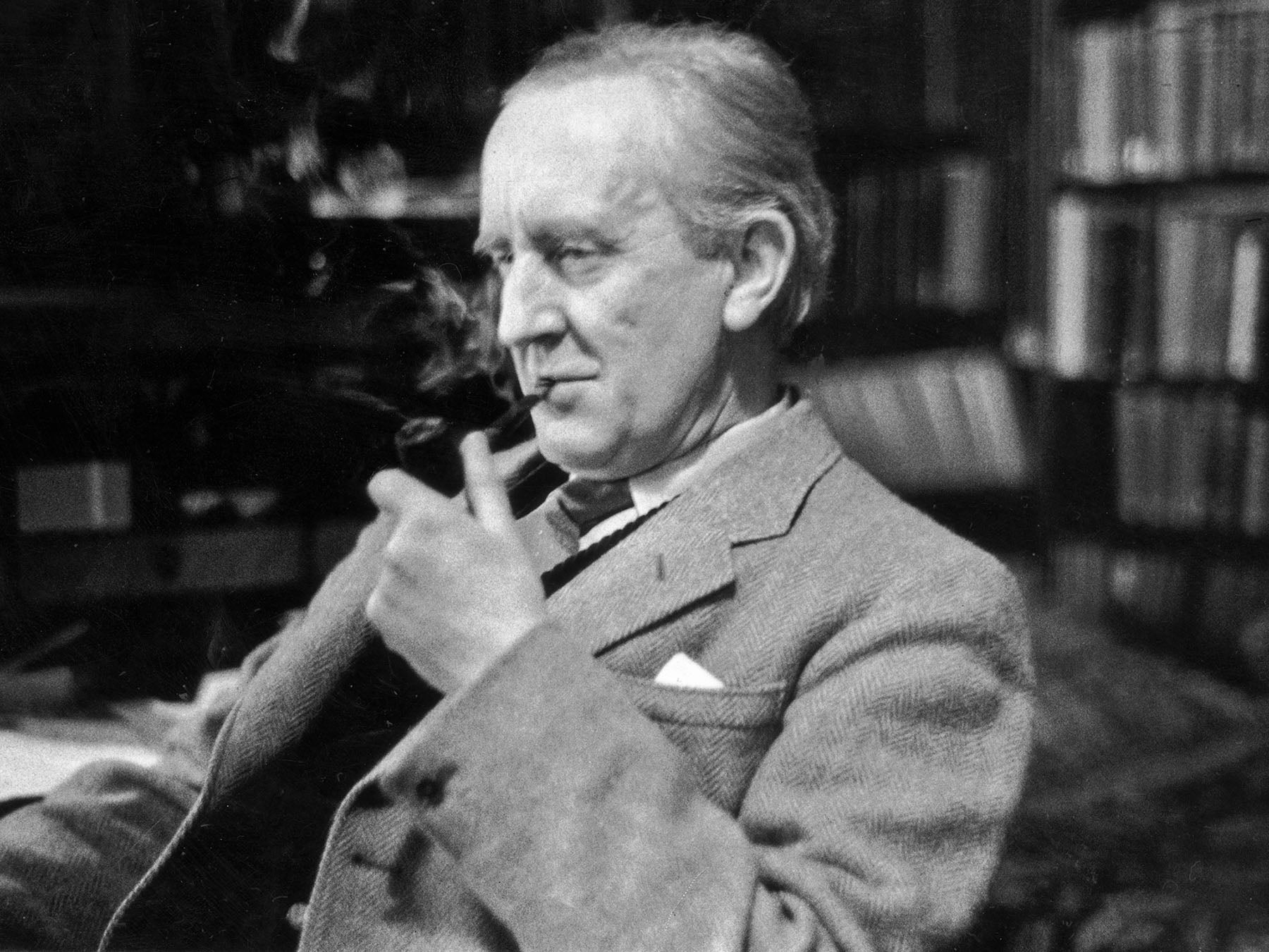 JRR Tolkien, pictured in his study at Merton College, Oxford, in 1955