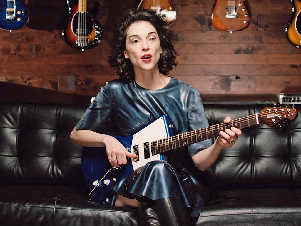 The guitar was crafted to fit St Vincent's form, technique and style