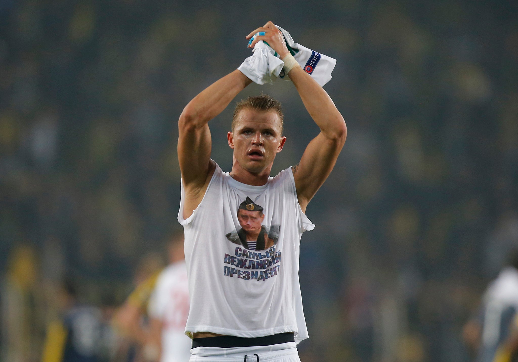 Lokomotiv Moscow's Dmitri Tarasov after a match against Fenerbahce