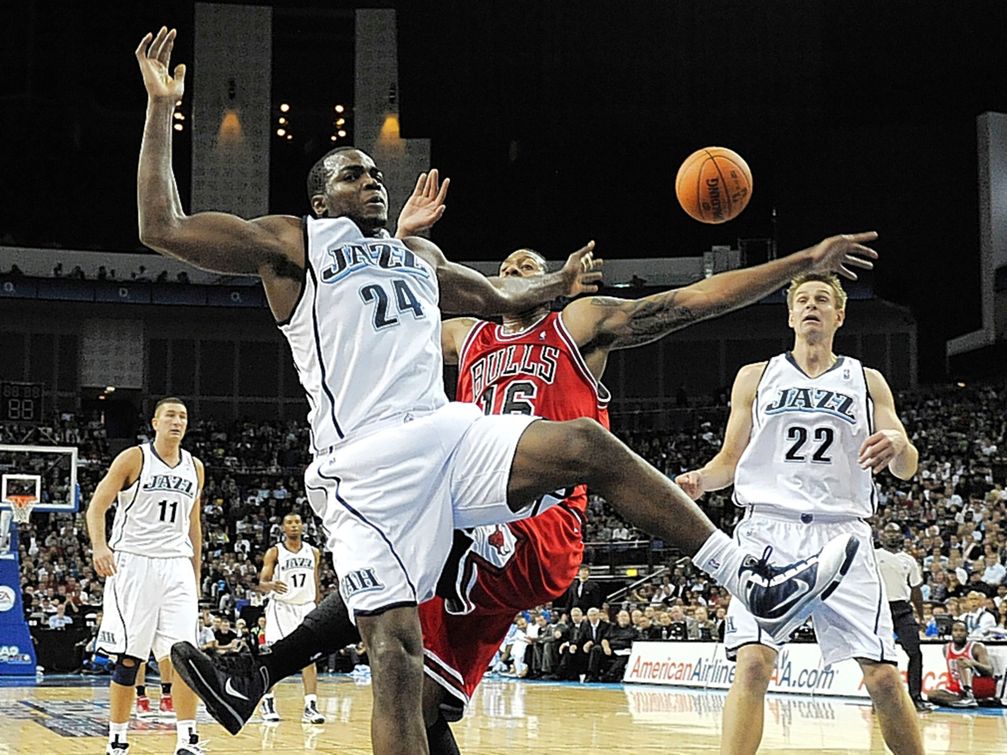 Paul Millsap in action at the O2 Arena. He is open to regular games in London if travel concerns can be allayed