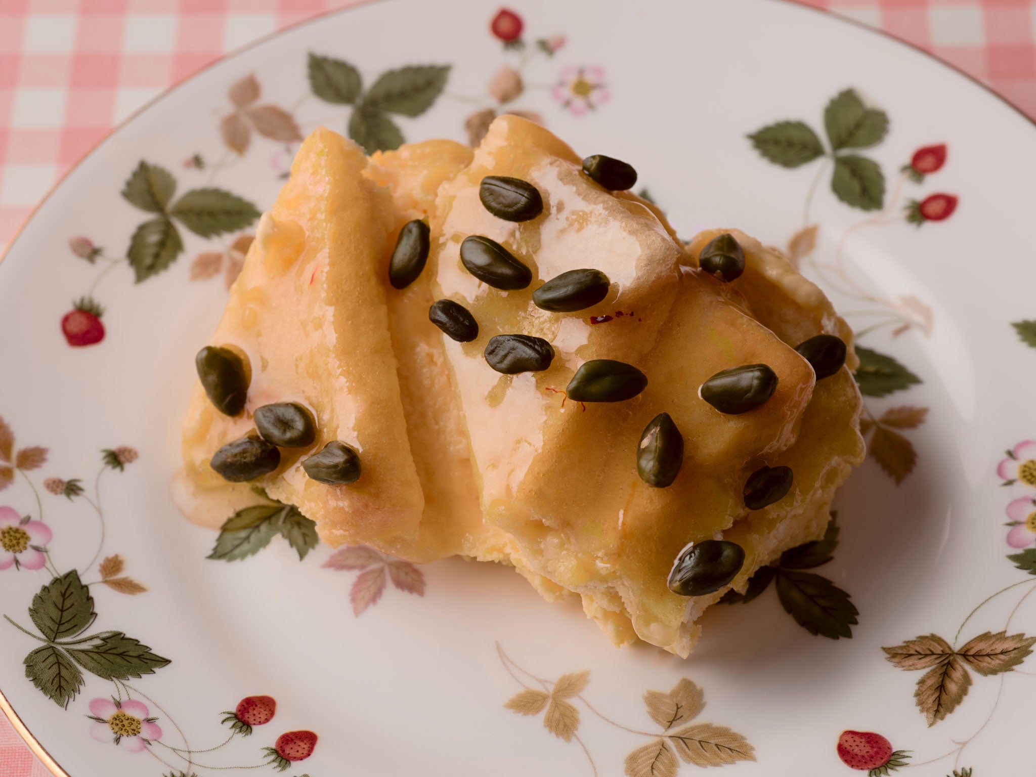 Saffron-and-pistachio bread and butter pudding