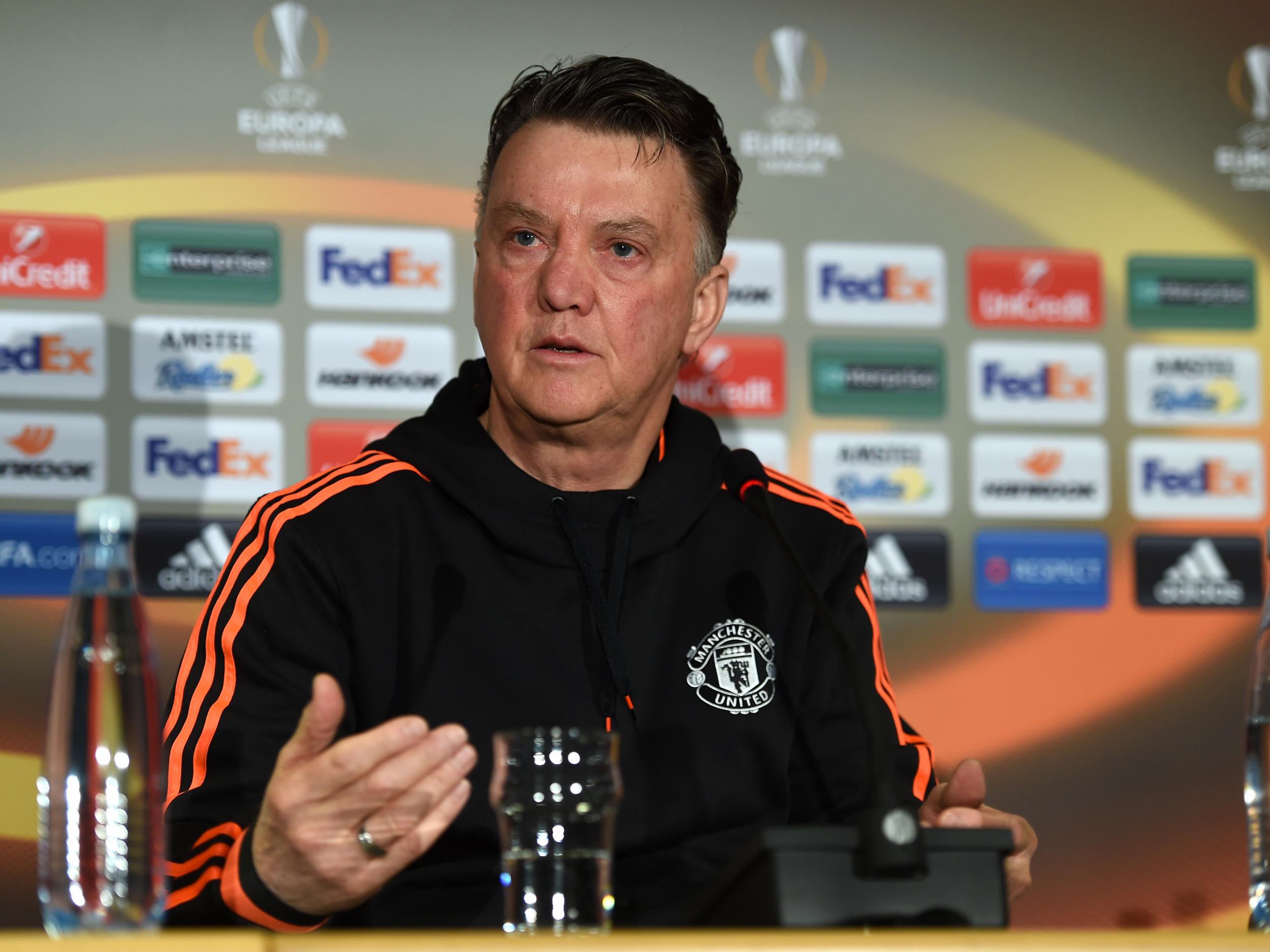 Louis van Gaal addresses the media