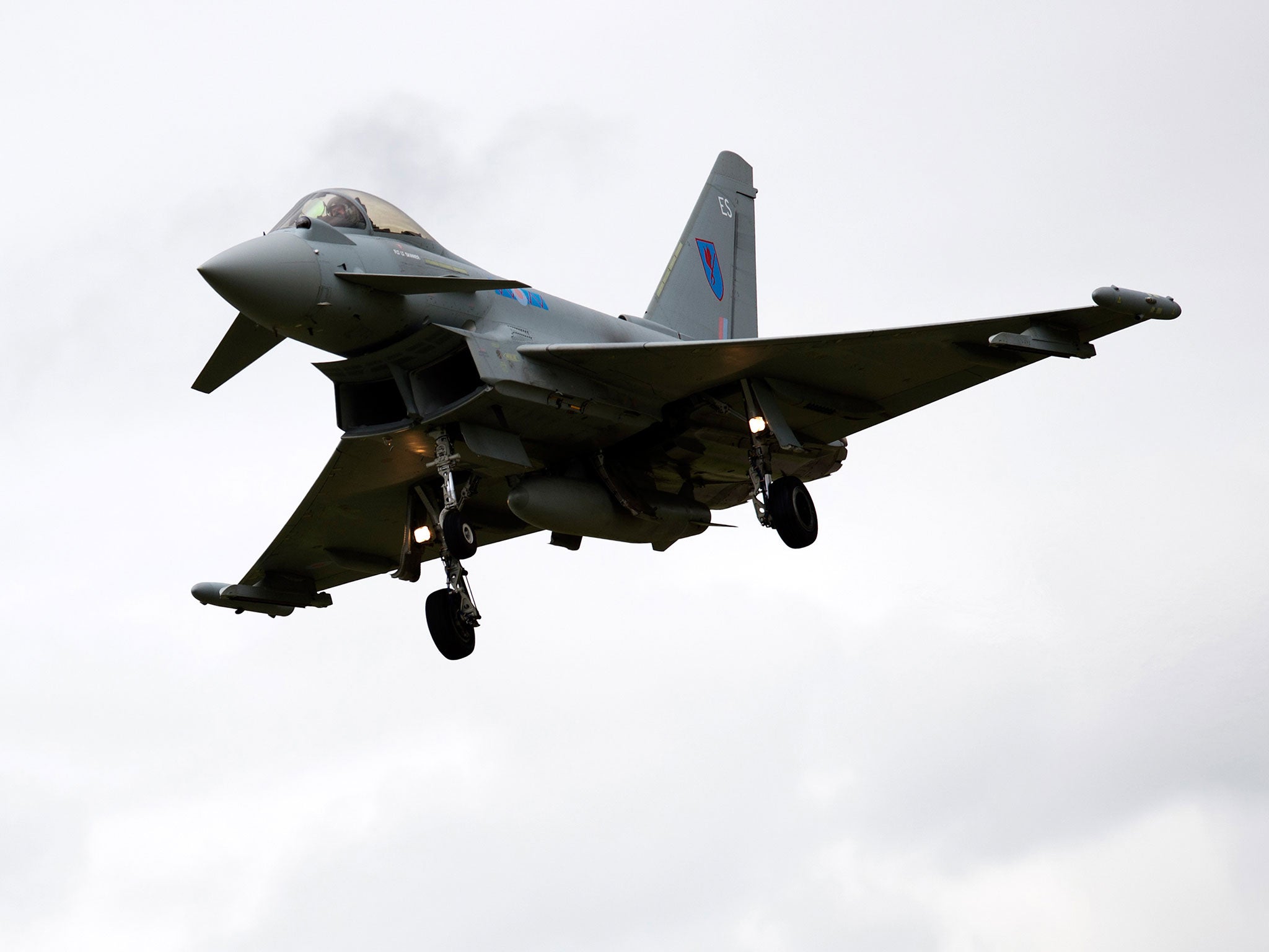 A Typhoon aircraft comes in to land