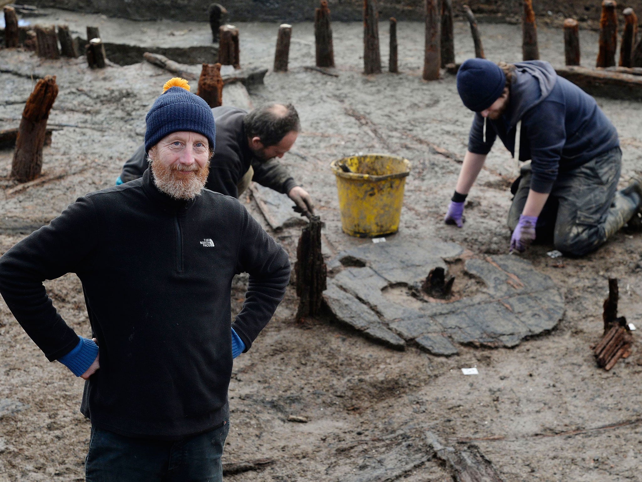 Site director Mark Knight of the Cambridge Archaeological Unit at the Must Farm site near Peterborough in Cambridgeshire, where the earliest complete Bronze Age wheel has been discovered