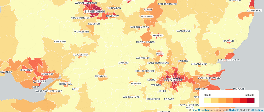 London and Birmingham are the key problem cities, with Cardiff less affected. Coastal areas in the south east of England are also in need of more help