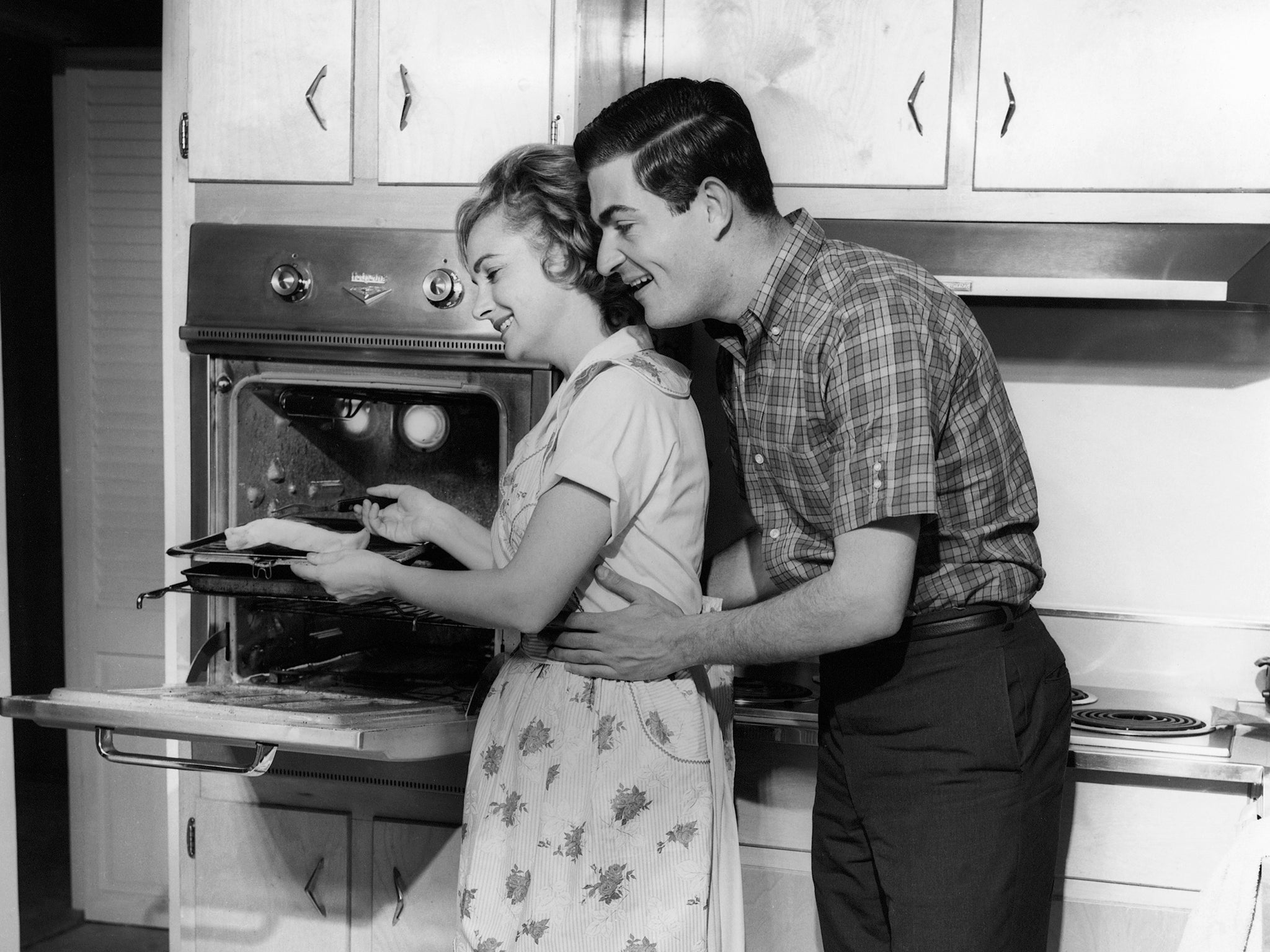 Husband and wife, wife cooking