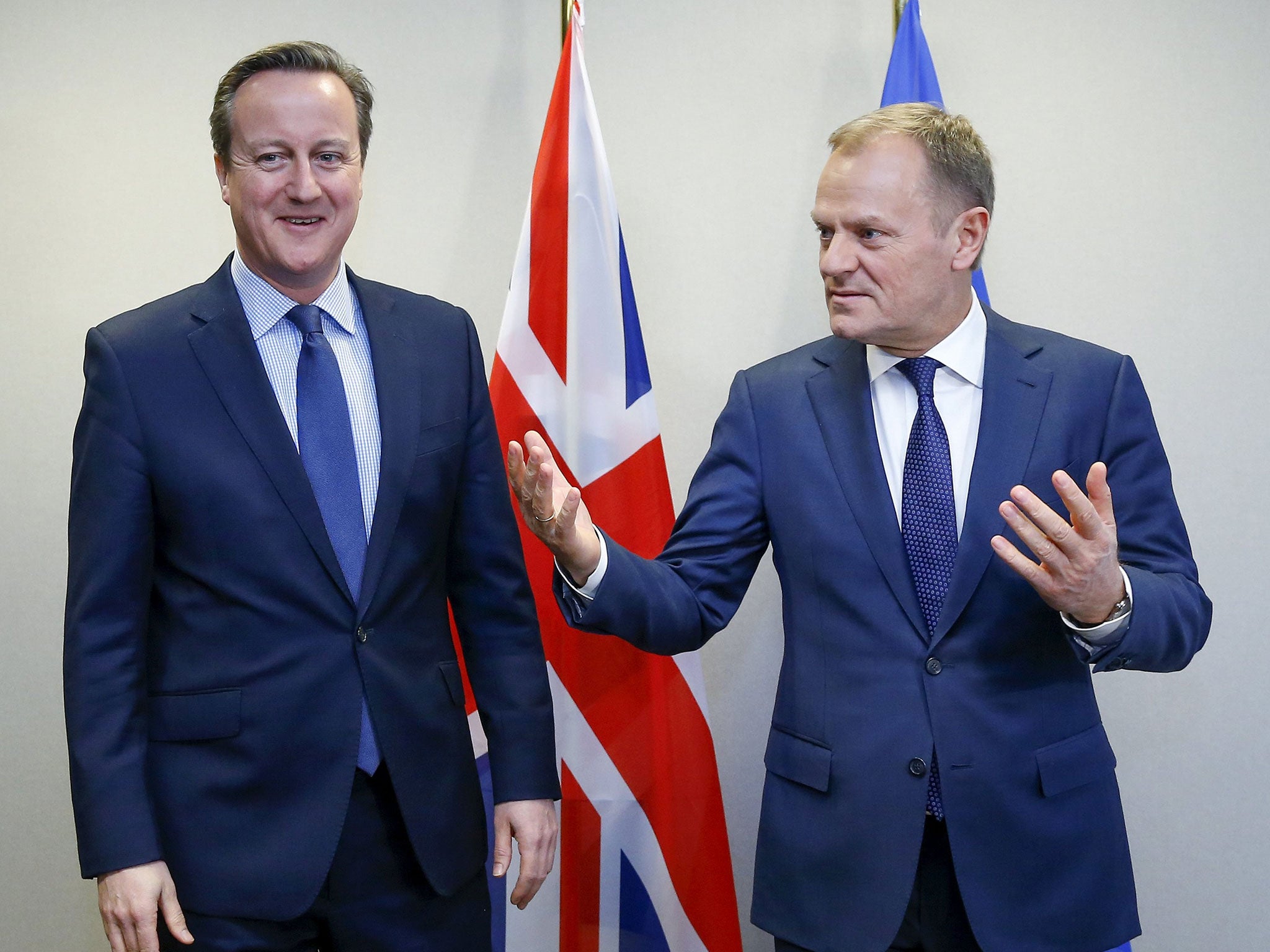 David Cameron with European Council president Donald Tusk this week