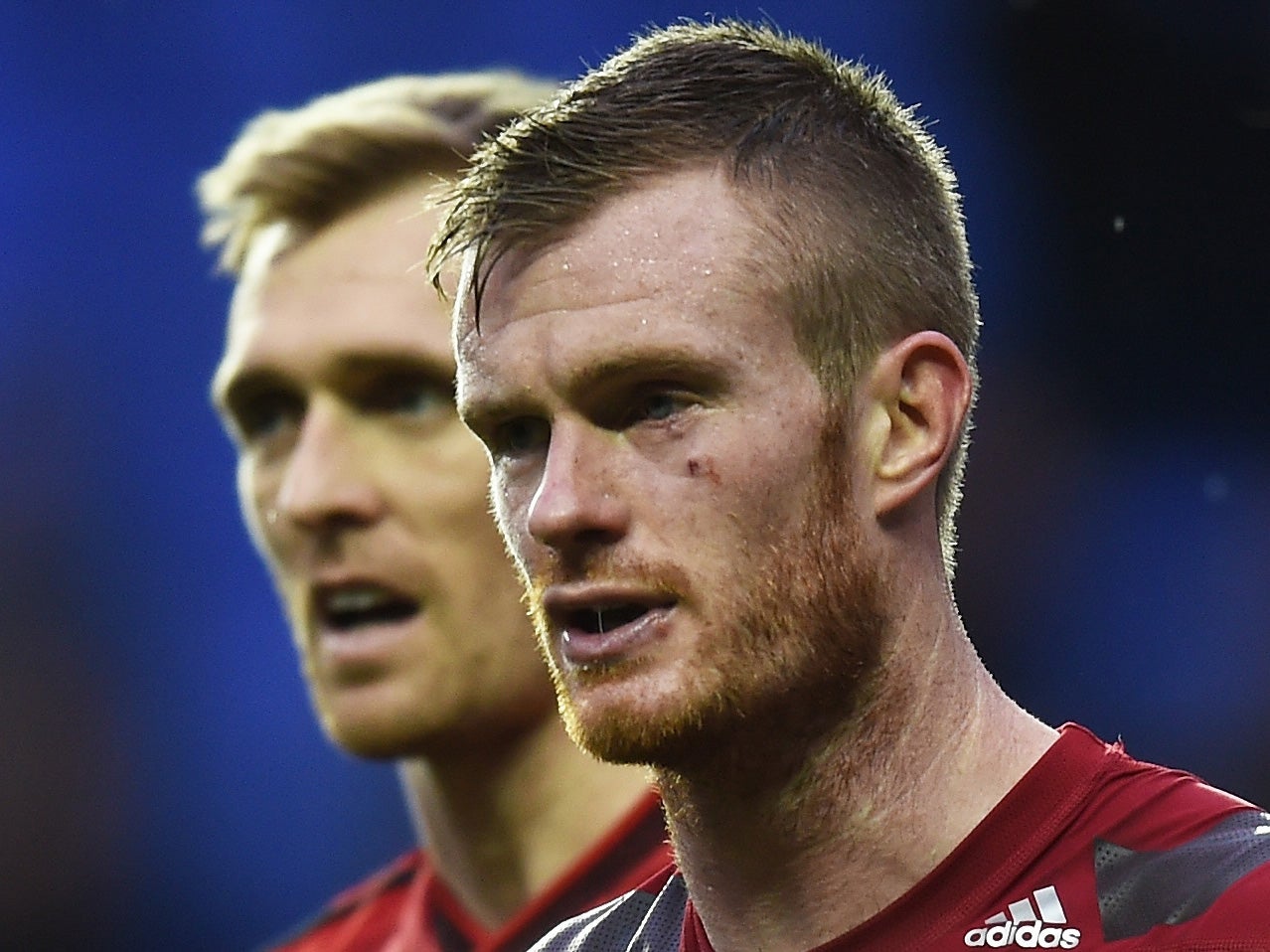 Chris Brunt has a facial injury after having an object thrown at him by West Brom supporters