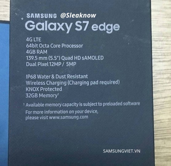 SamsungViet's leaked box picture reveals the phone's specs (Pic: SamsungViet)