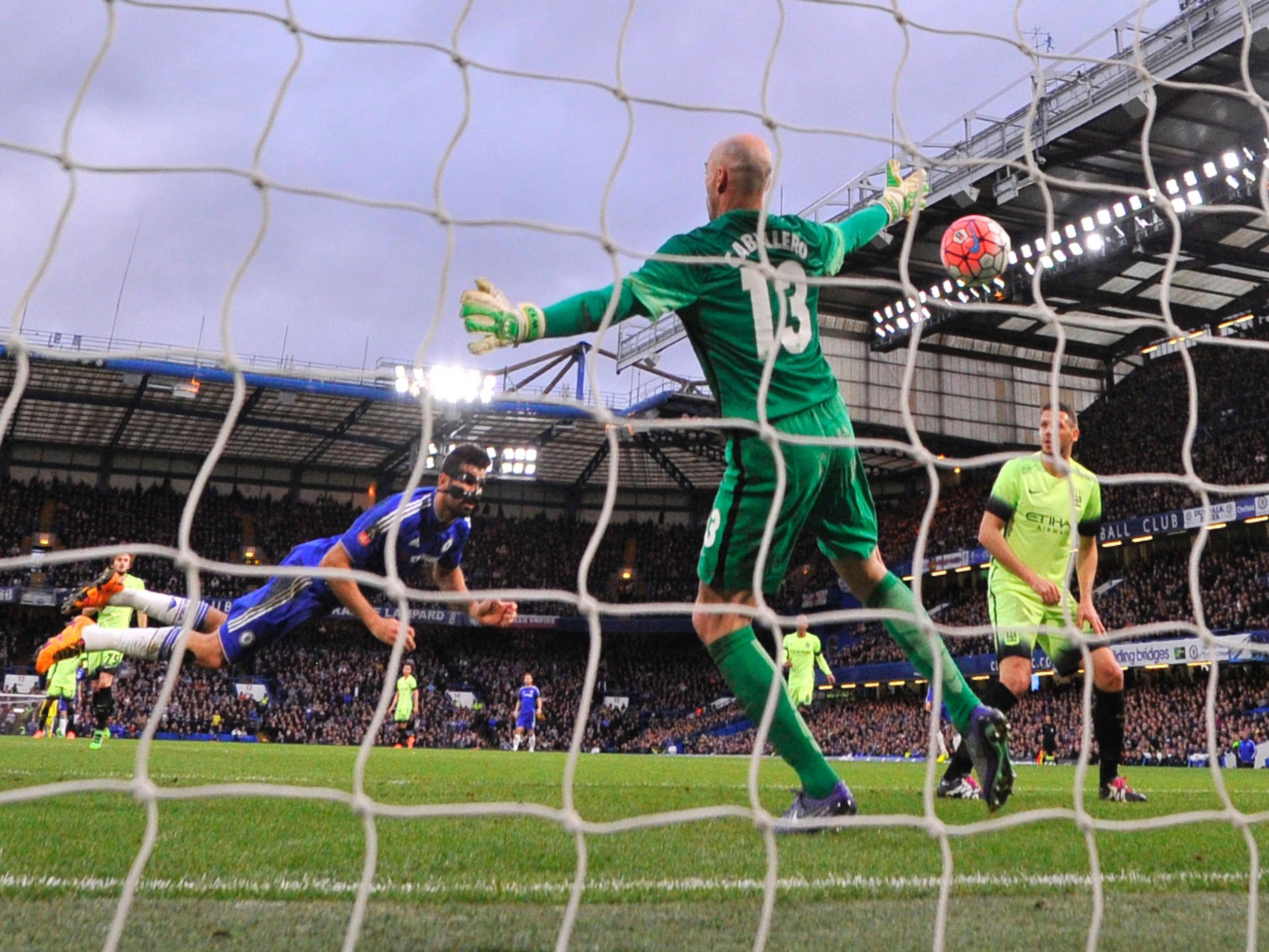 Diego Costa opens the scoring against Manchester City