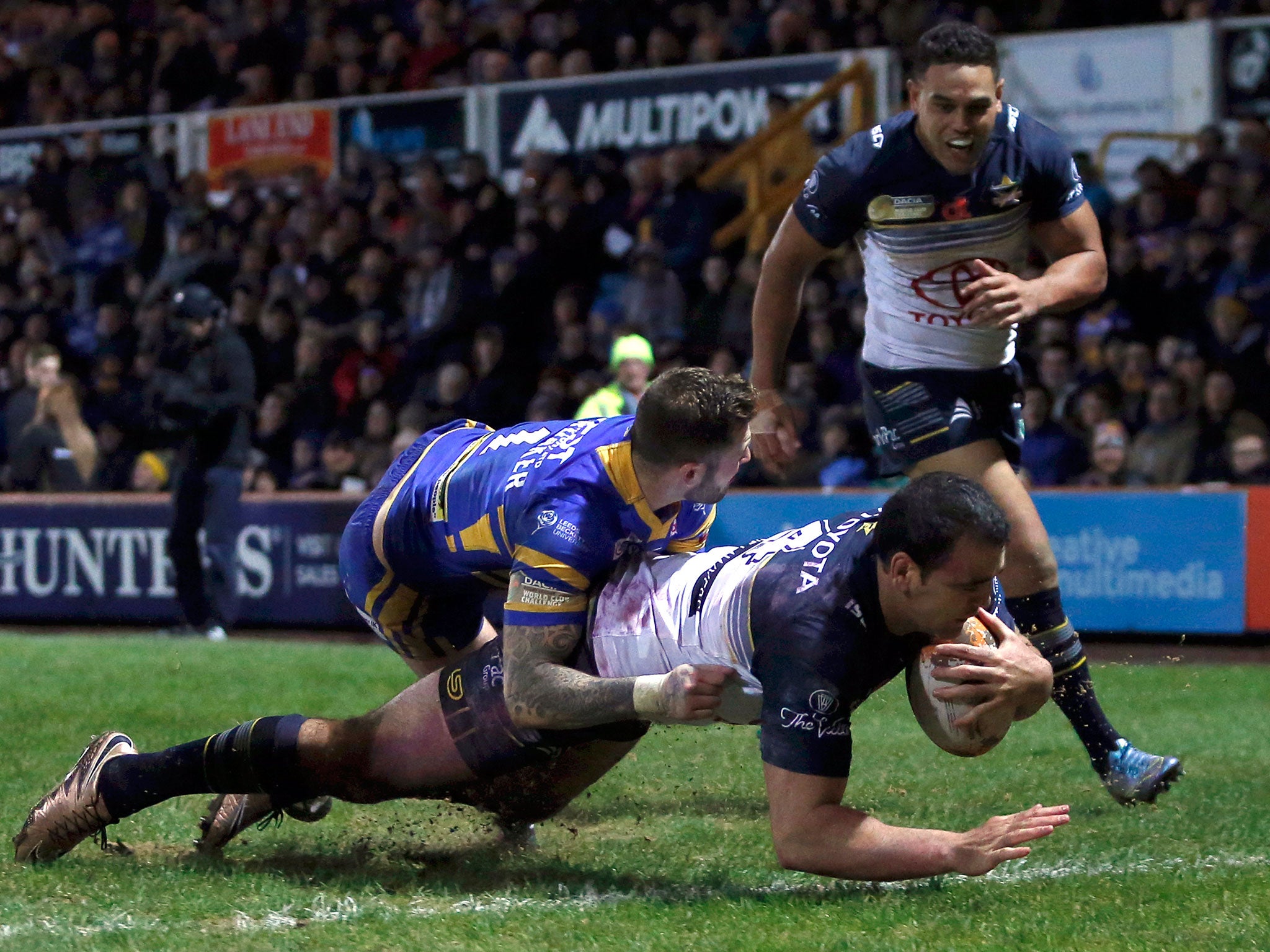 Kane Linnett crosses the line for North Queensland Cowboys’ second try