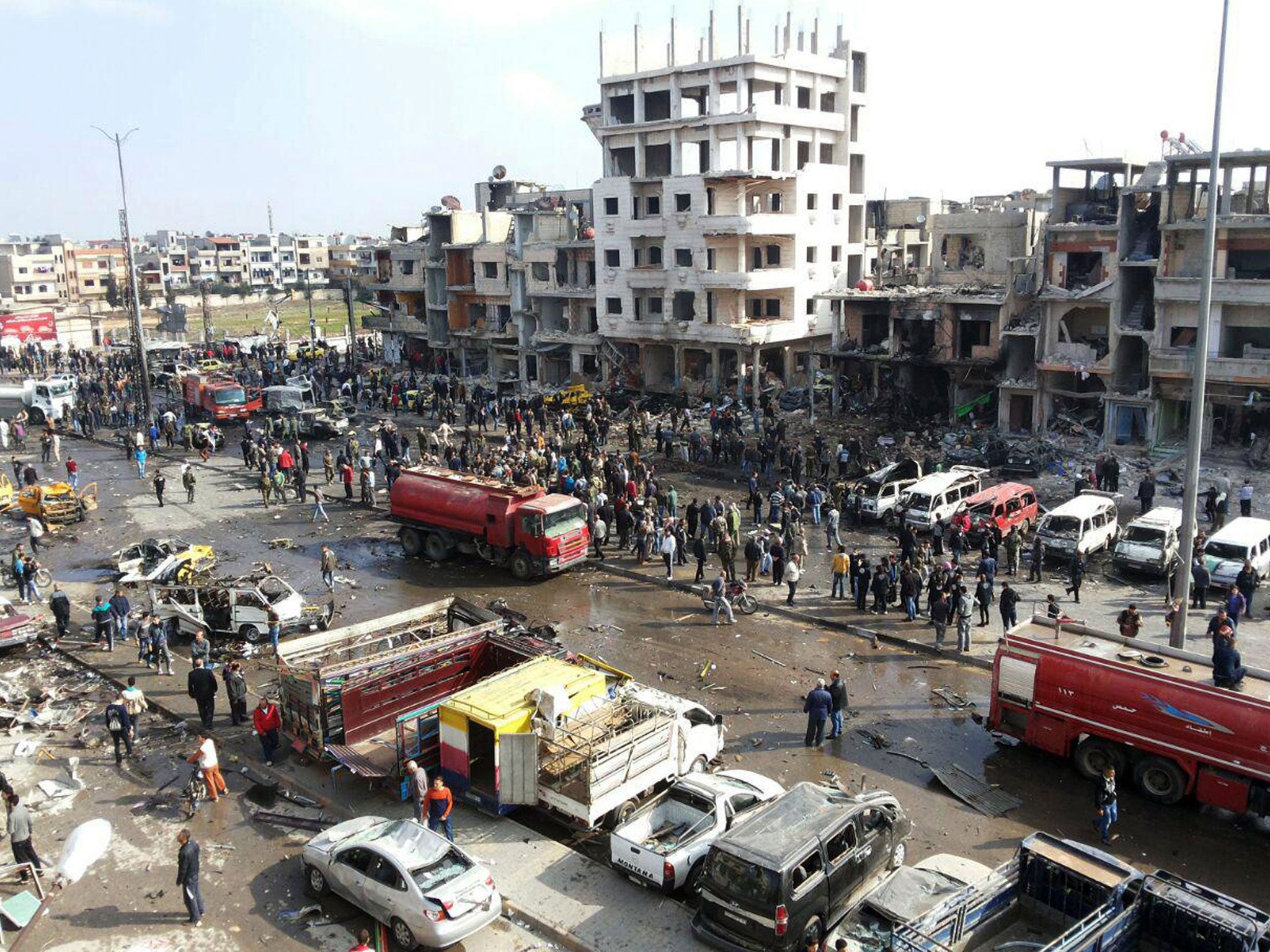 Zahraa, in Homs province, was hit by two explosions