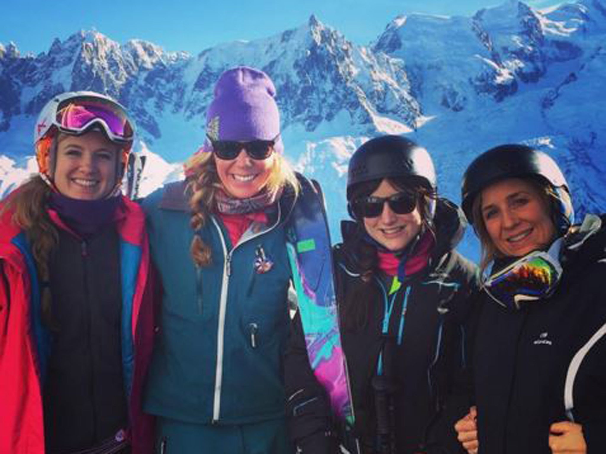 Sally Newall (second right) with instructor Rachel Kerr (second left) and the all-female group