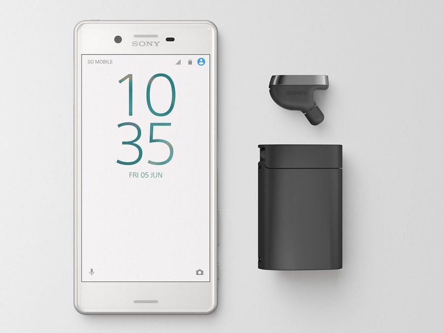 The Xperia Ear (top right) along with its carrying case (Pic: Sony)