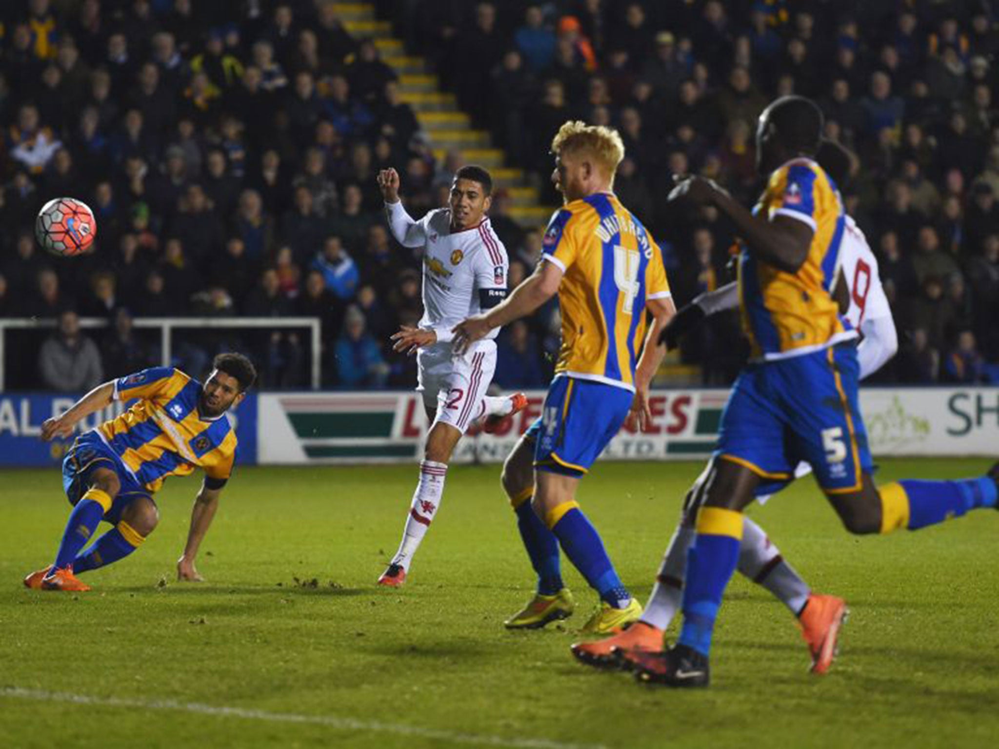 Chris Smalling opens the scoring for Manchester United