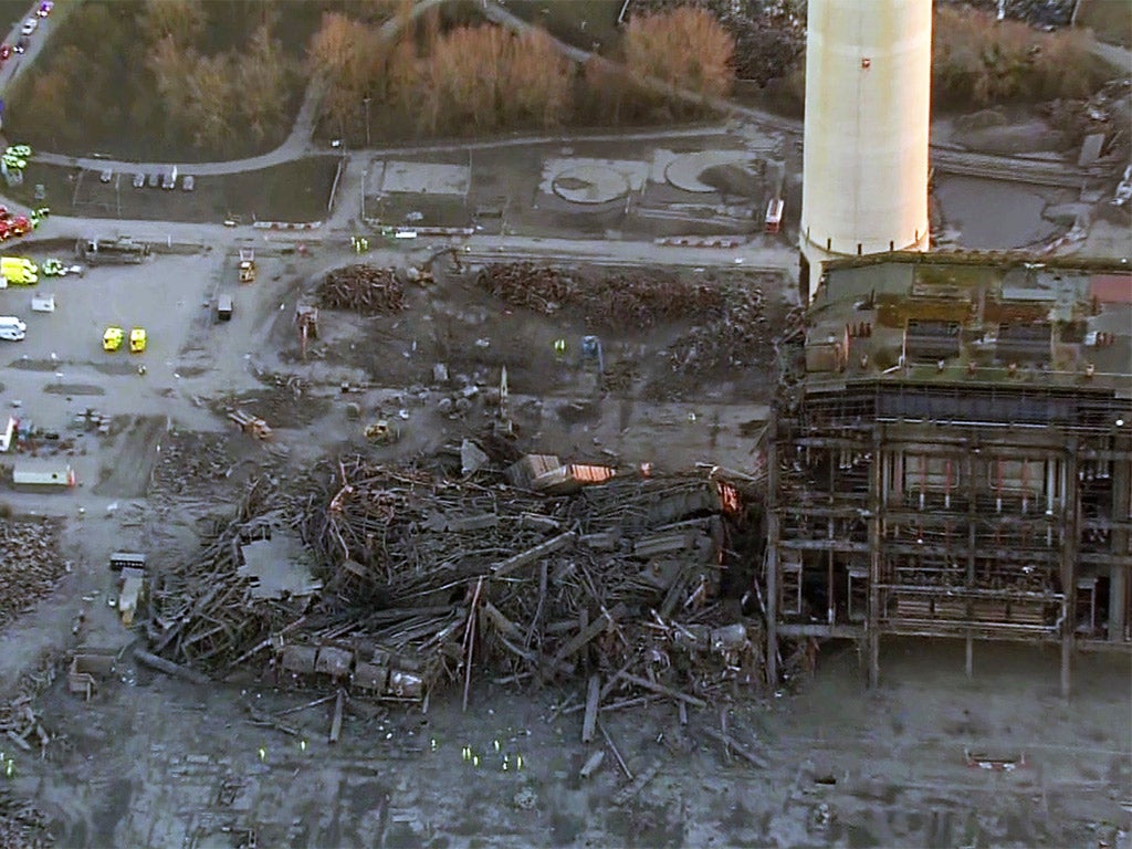 A still taken from ITV News footage showing the scene at Didcot power station following the explosion