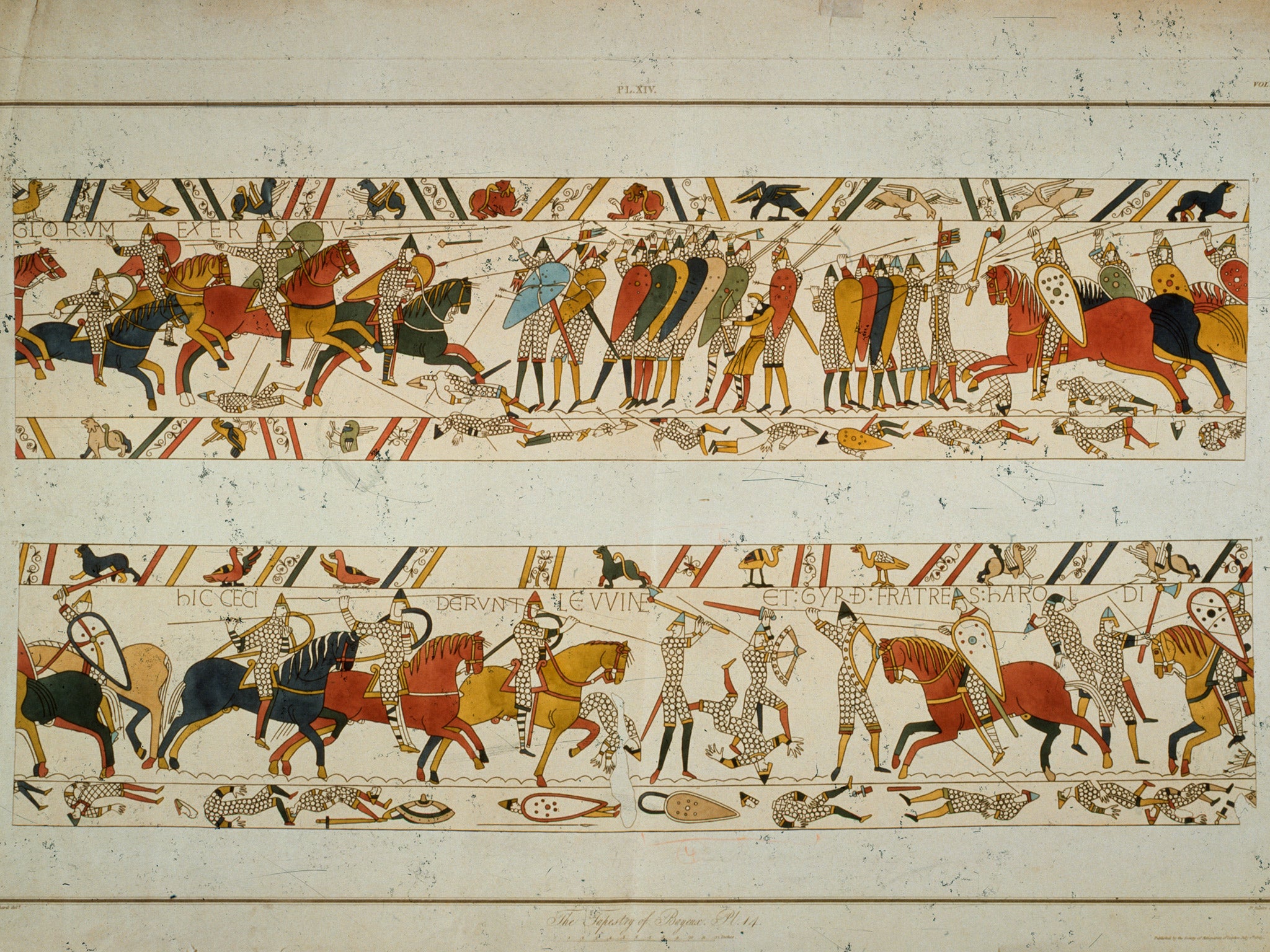 &#13;
A section of the Bayeux Tapestry, which depicts the Norman Conquest of England and the Battle of Hastings (Getty)&#13;