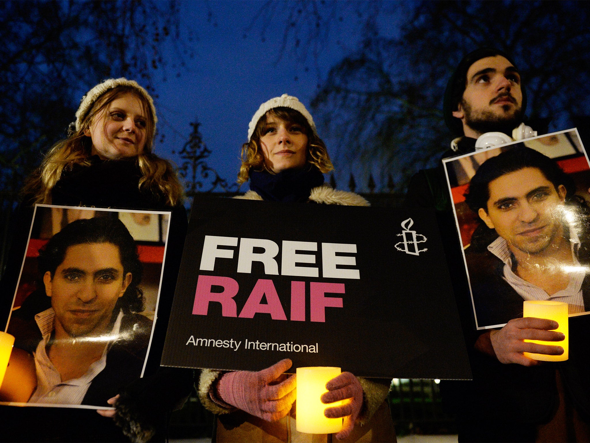 An Amnesty protest outside the Saudi embassy in London