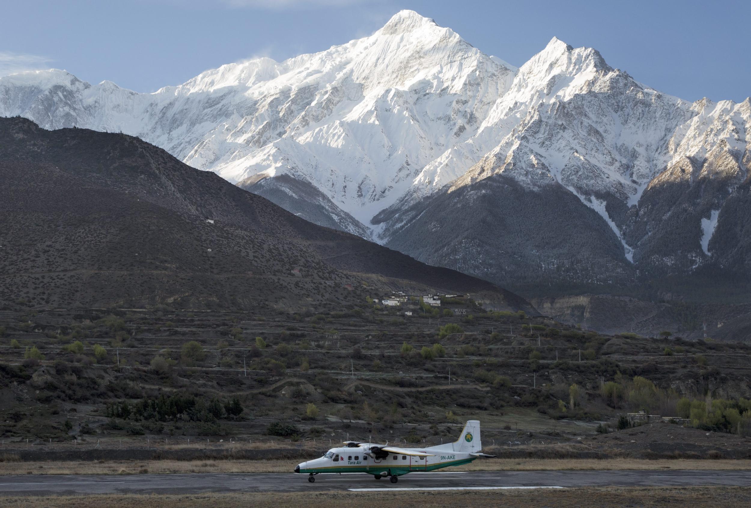 File photo. A twin prop aircraft of the Tara Airlines landing at Jomsom Airport, west of Kathmandu