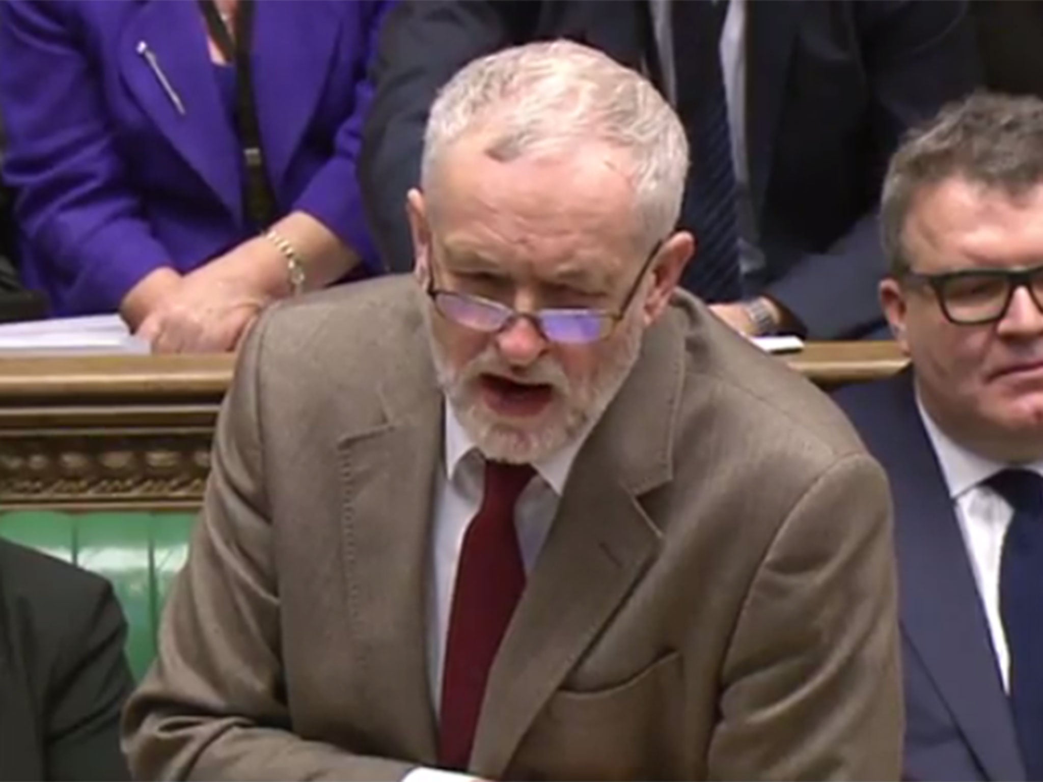 Labour leader Jeremy Corbyn at PMQs