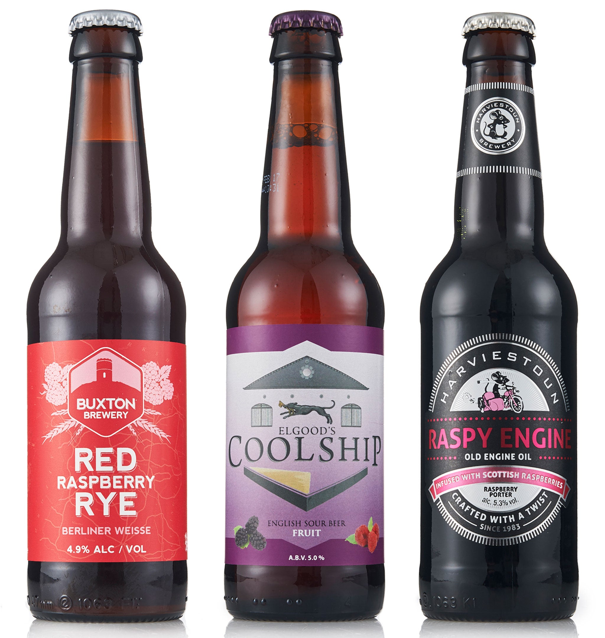 Three to try: Buxton Red Raspberry Rye, Sip Elgood's Coolship Fruit, Harviestoun Raspy Engine