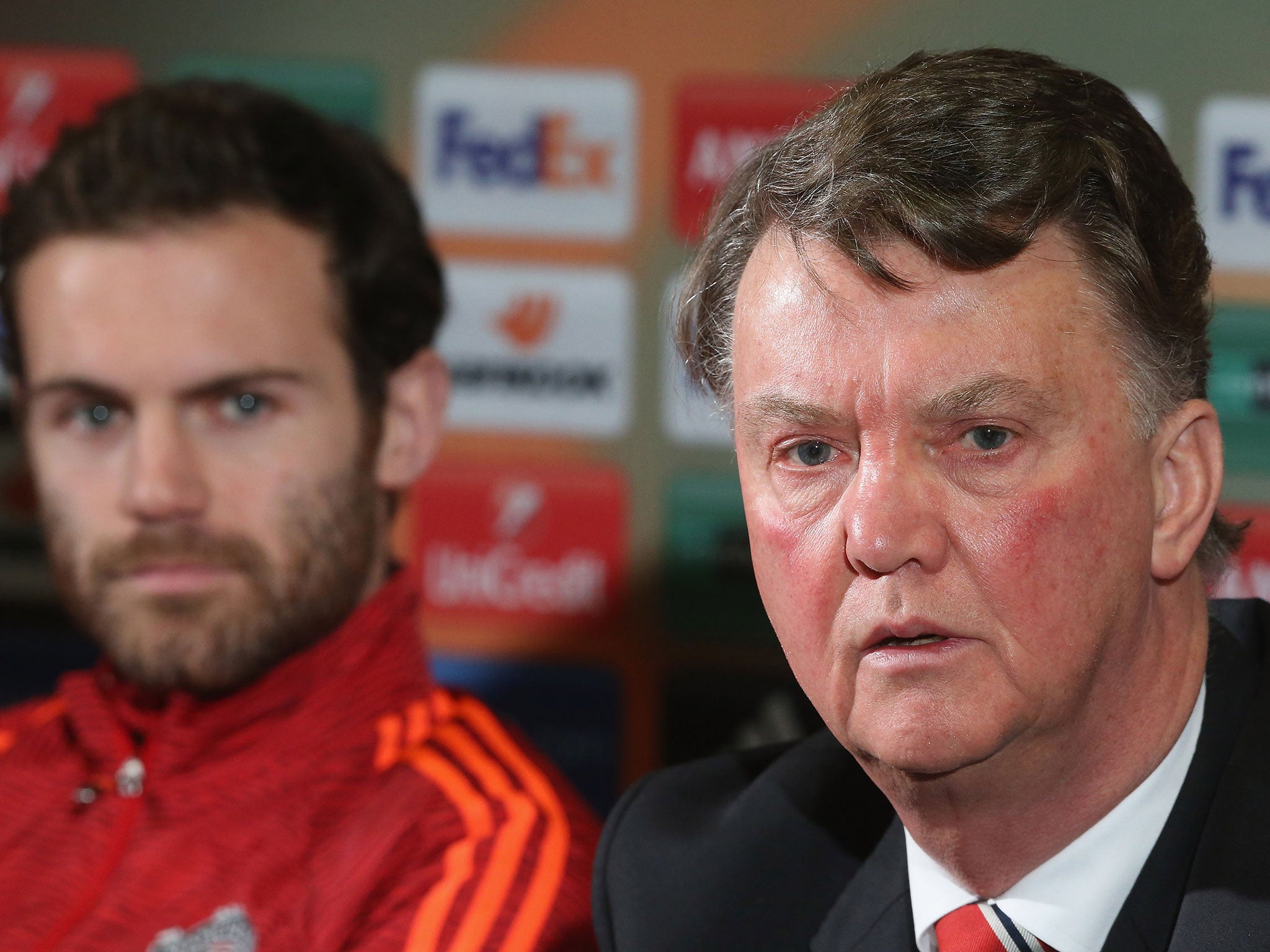 Louis van Gaal with Juan Mata