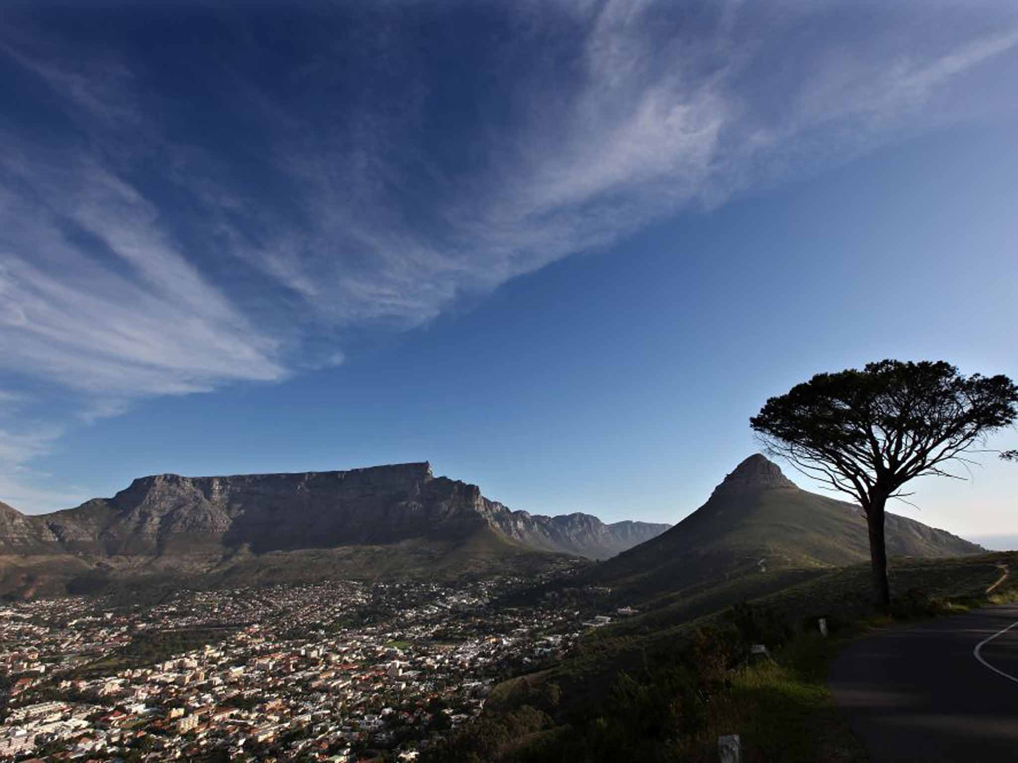 Flat out: Table Mountain looms over the city