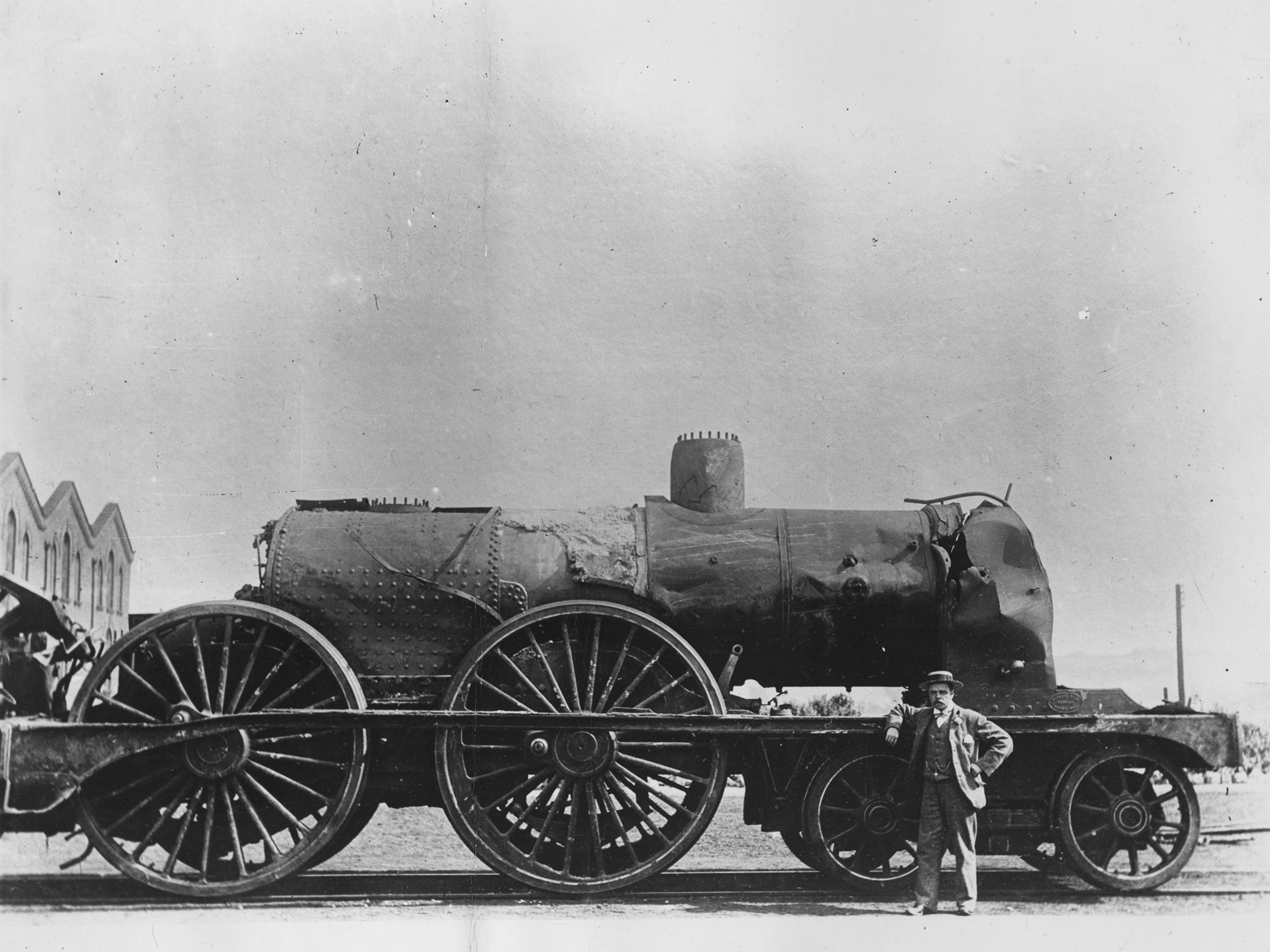 The locomotive which plunged off the Tay Rail Bridge into the Firth of Tay after its recovery from the estuary. The disaster occurred when a section collapsed during a storm in 1879 and 75 passengers were killed