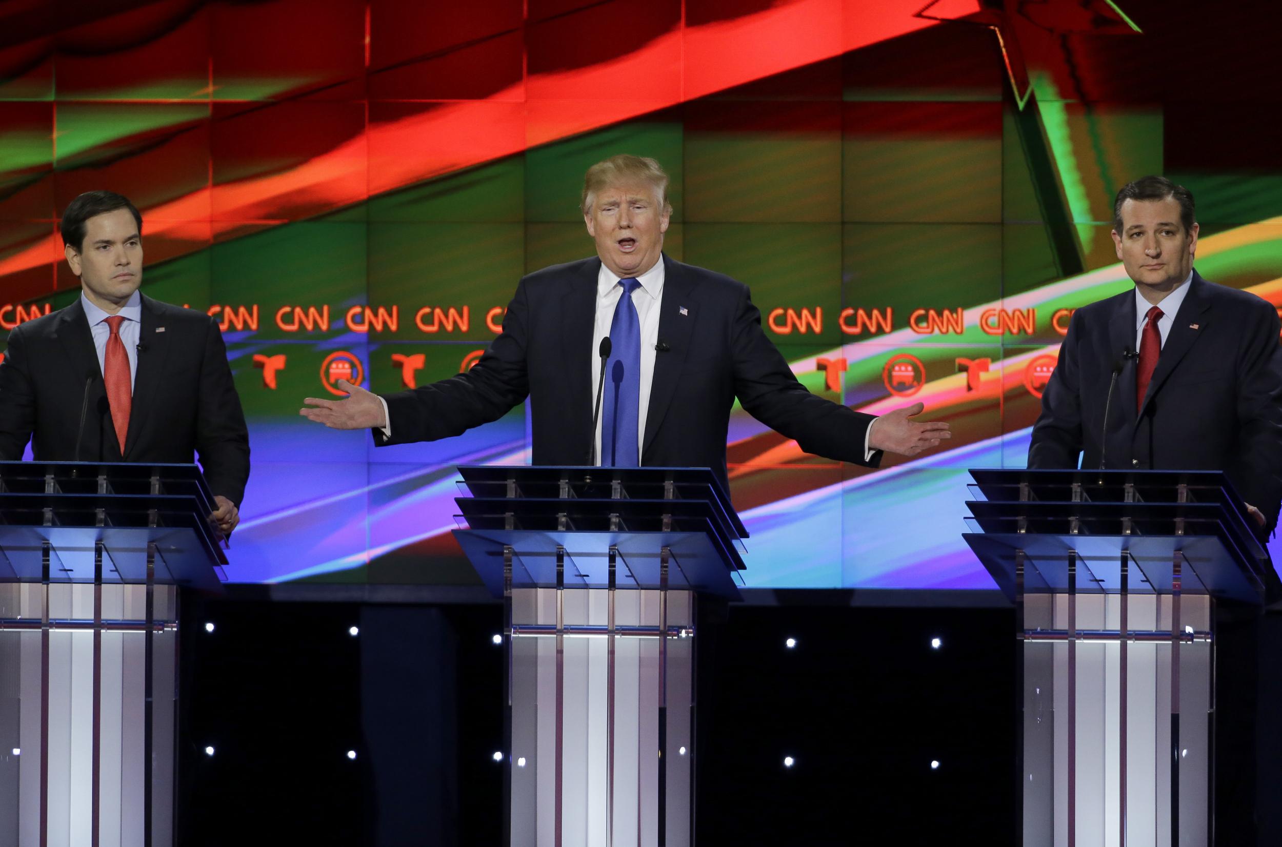 &#13;
Donald Trump fought of criticism from all sides at Thursday's debate&#13;