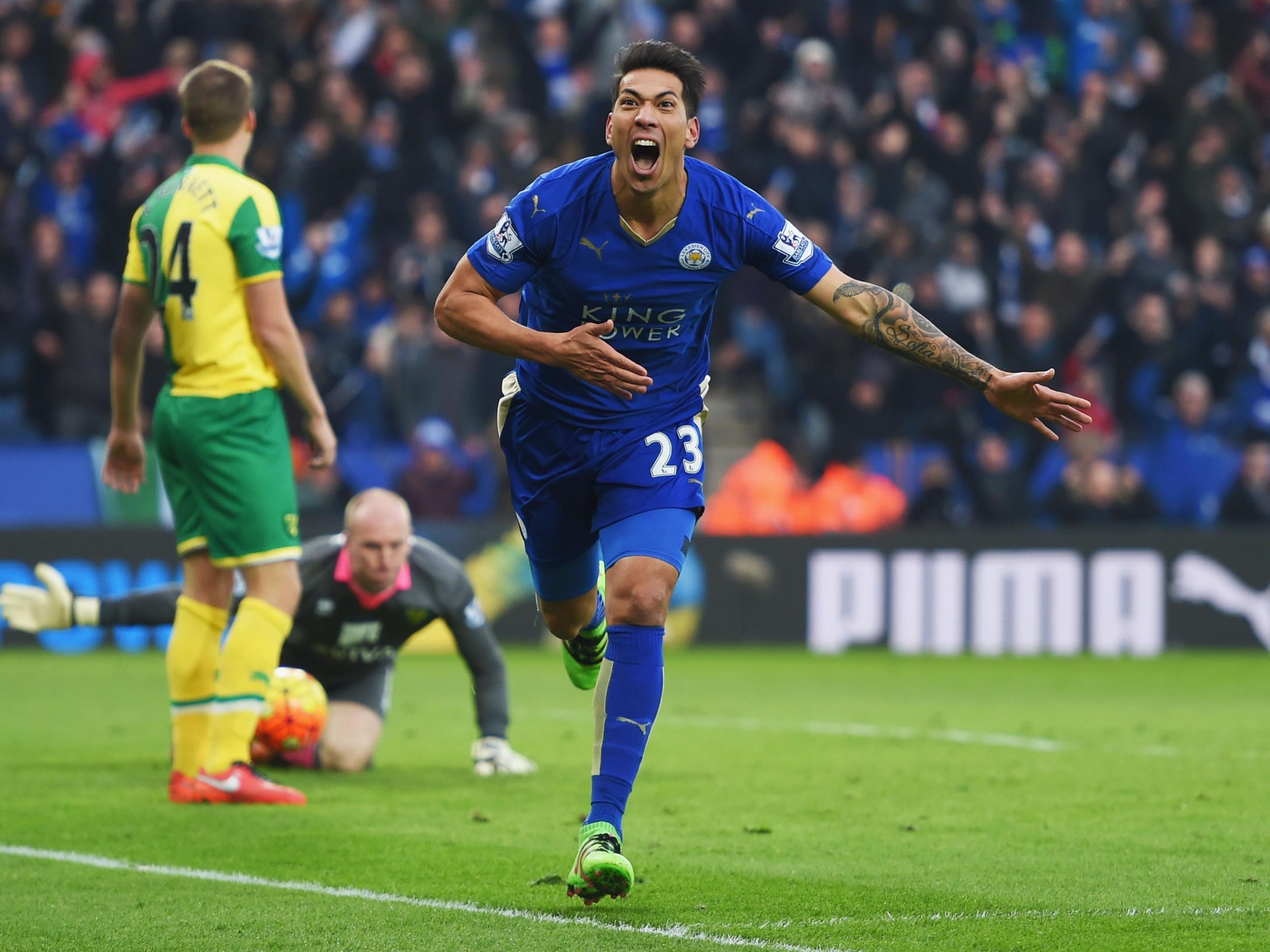 Leonardo Ulloa celebrates his last-gasp winner