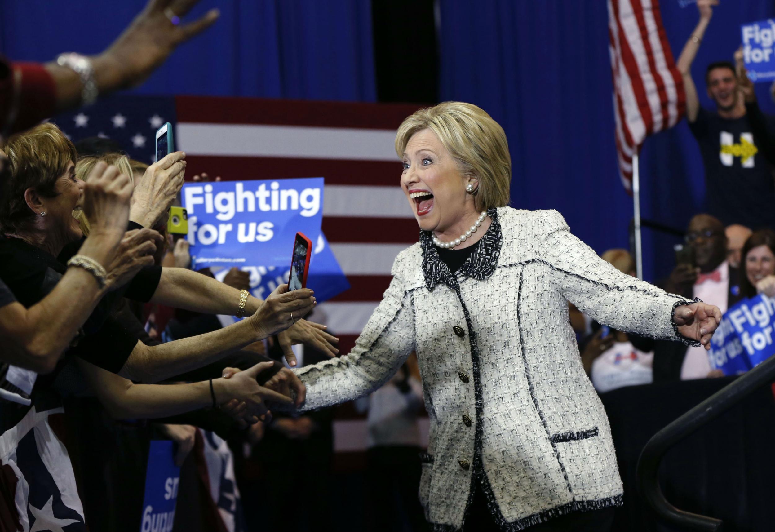 Hillary Clinton delivered a victory speech in Columbia on Saturday night