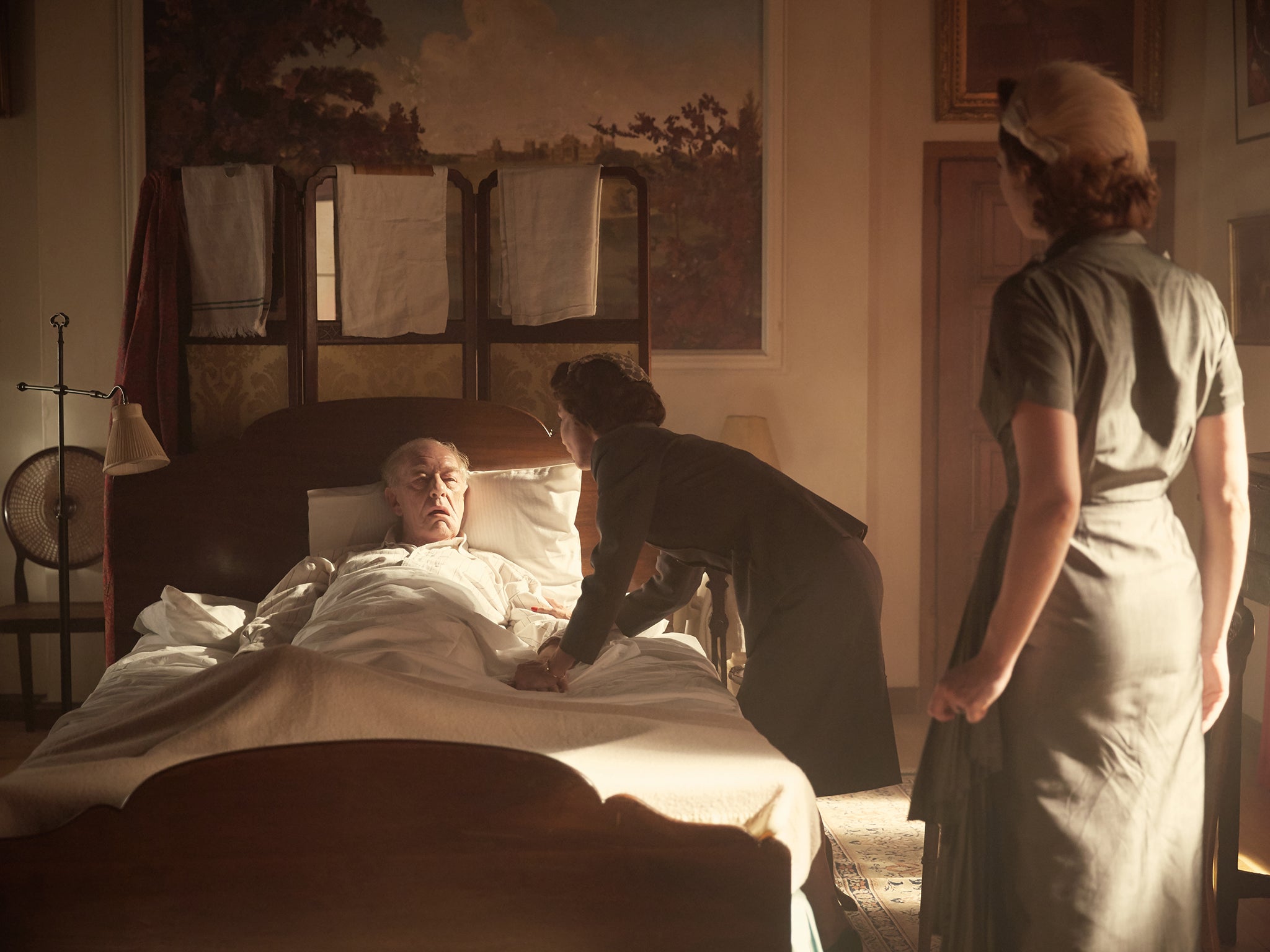 Michael Gambon as Winston Churchill, who had a stroke in 1953