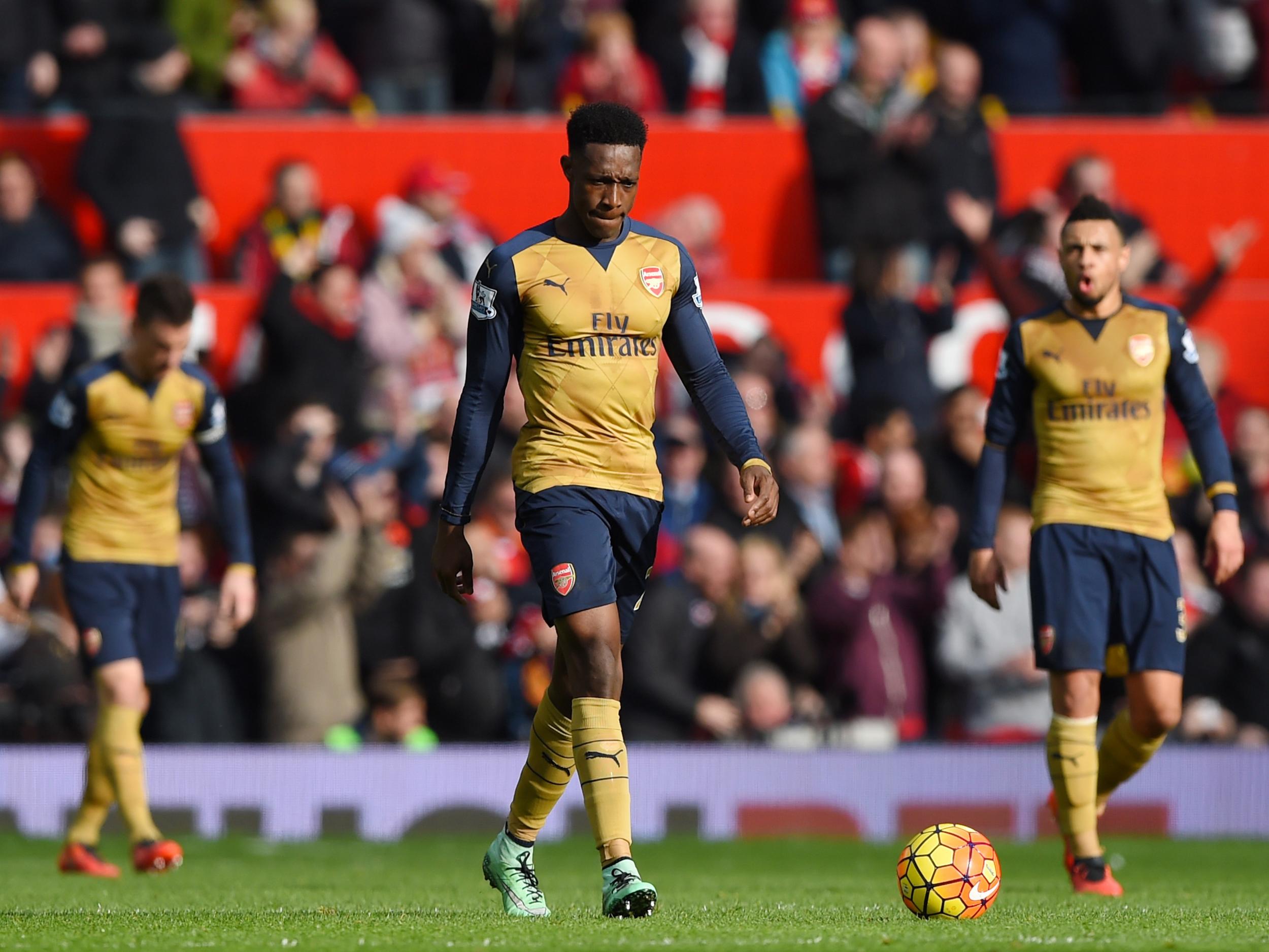 Danny Welbeck appears dejected during the 3-2 defeat by Manchester United