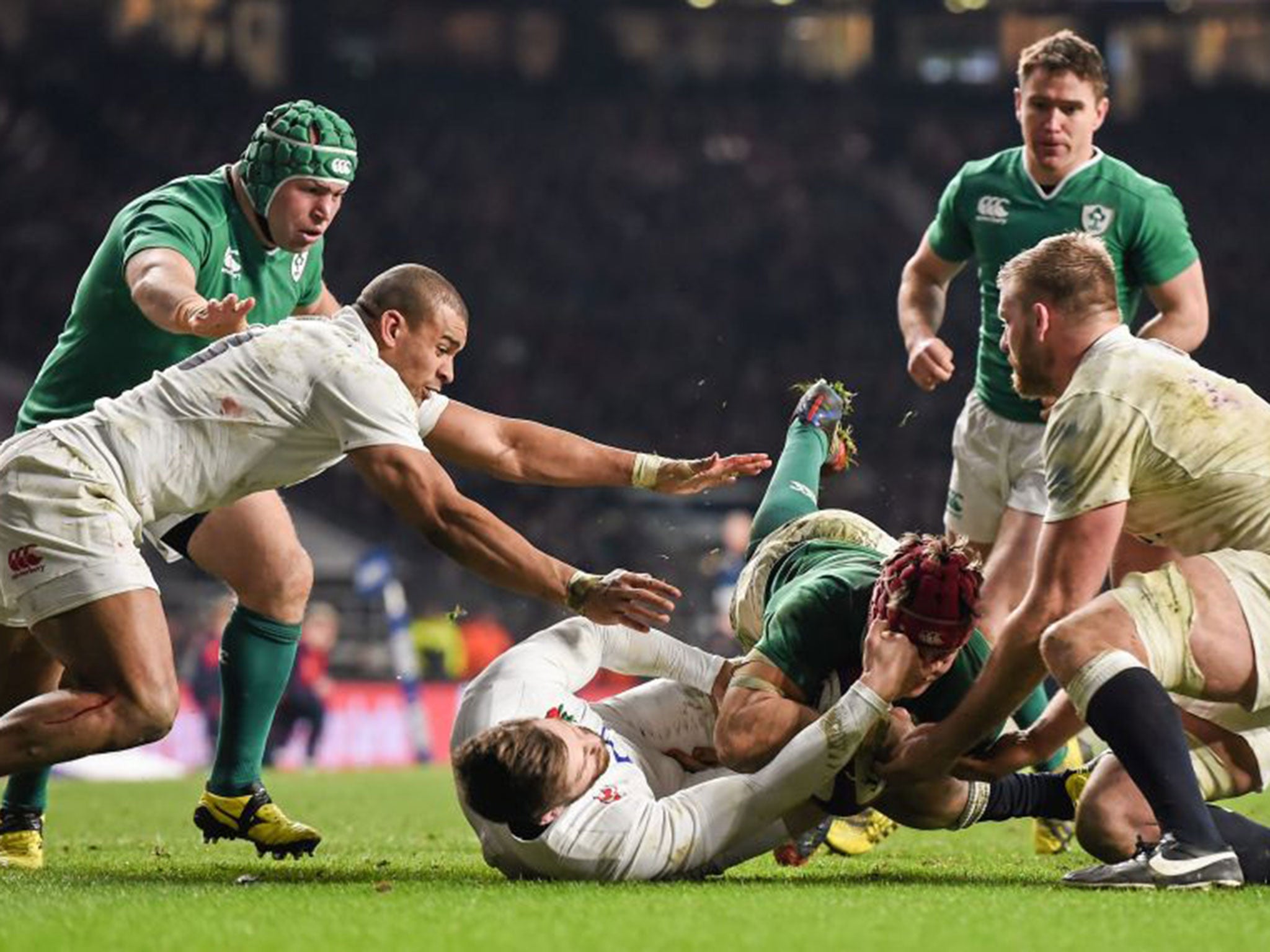 The Josh van der Flier try incident in the England v Italy match