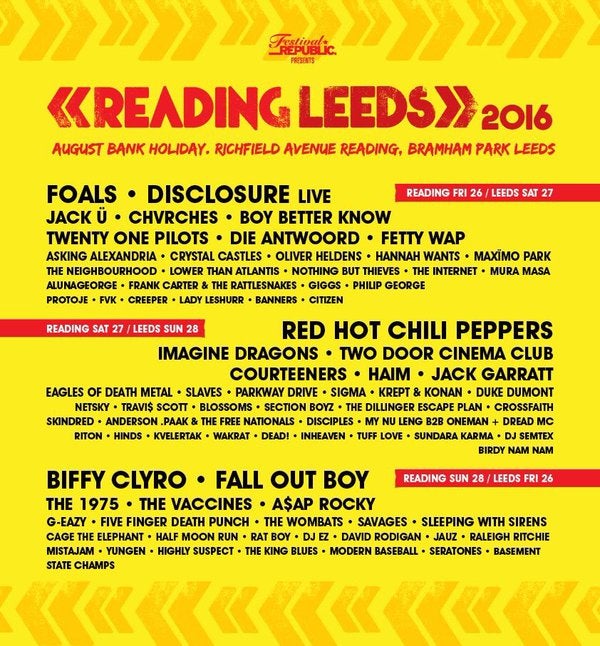 The Reading and Leeds line-up so far