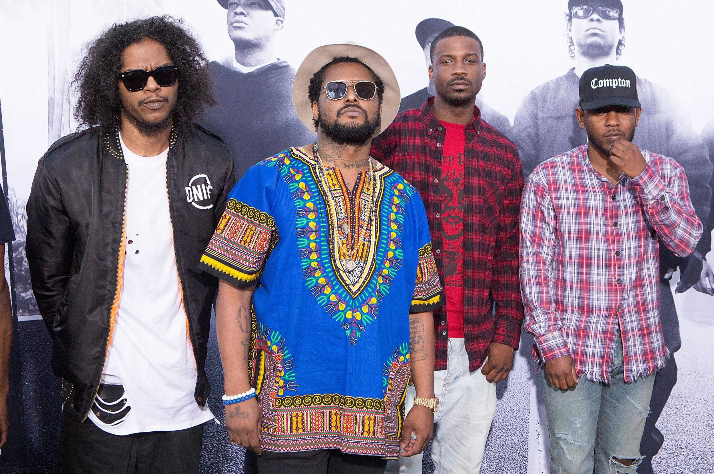 The TDE crew attends the "Straight Outta Compton" premiere.