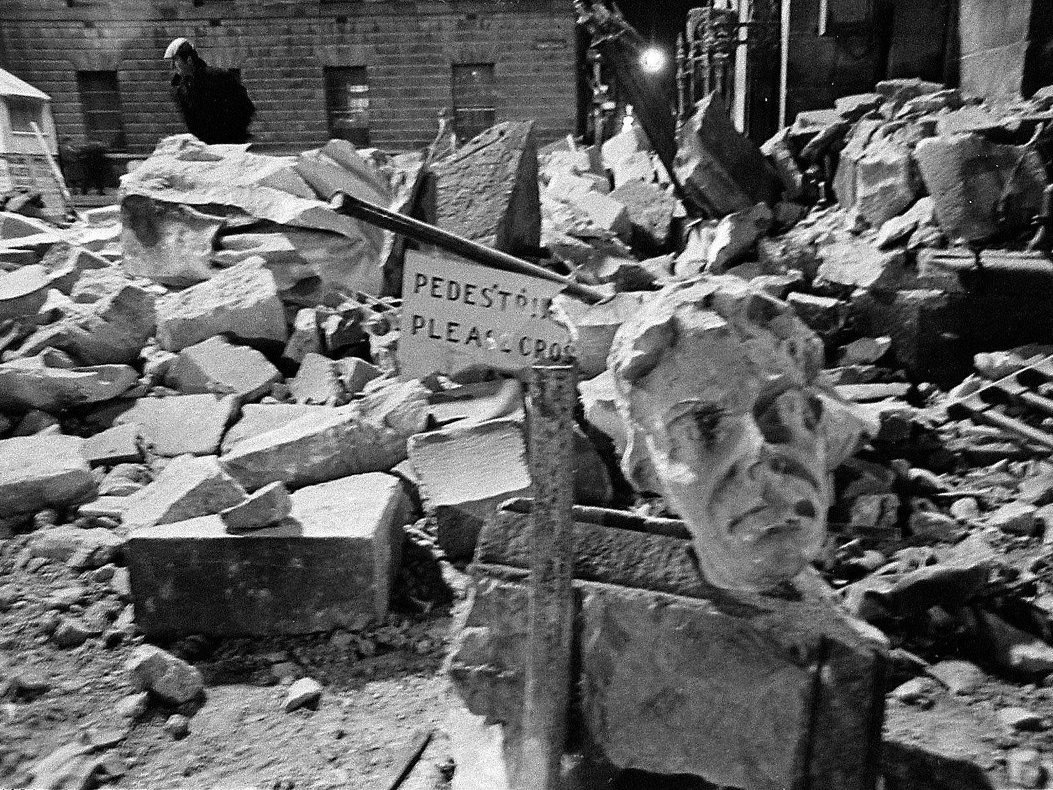 The remains of Nelson's Pillar in O'Connell Street, Dublin